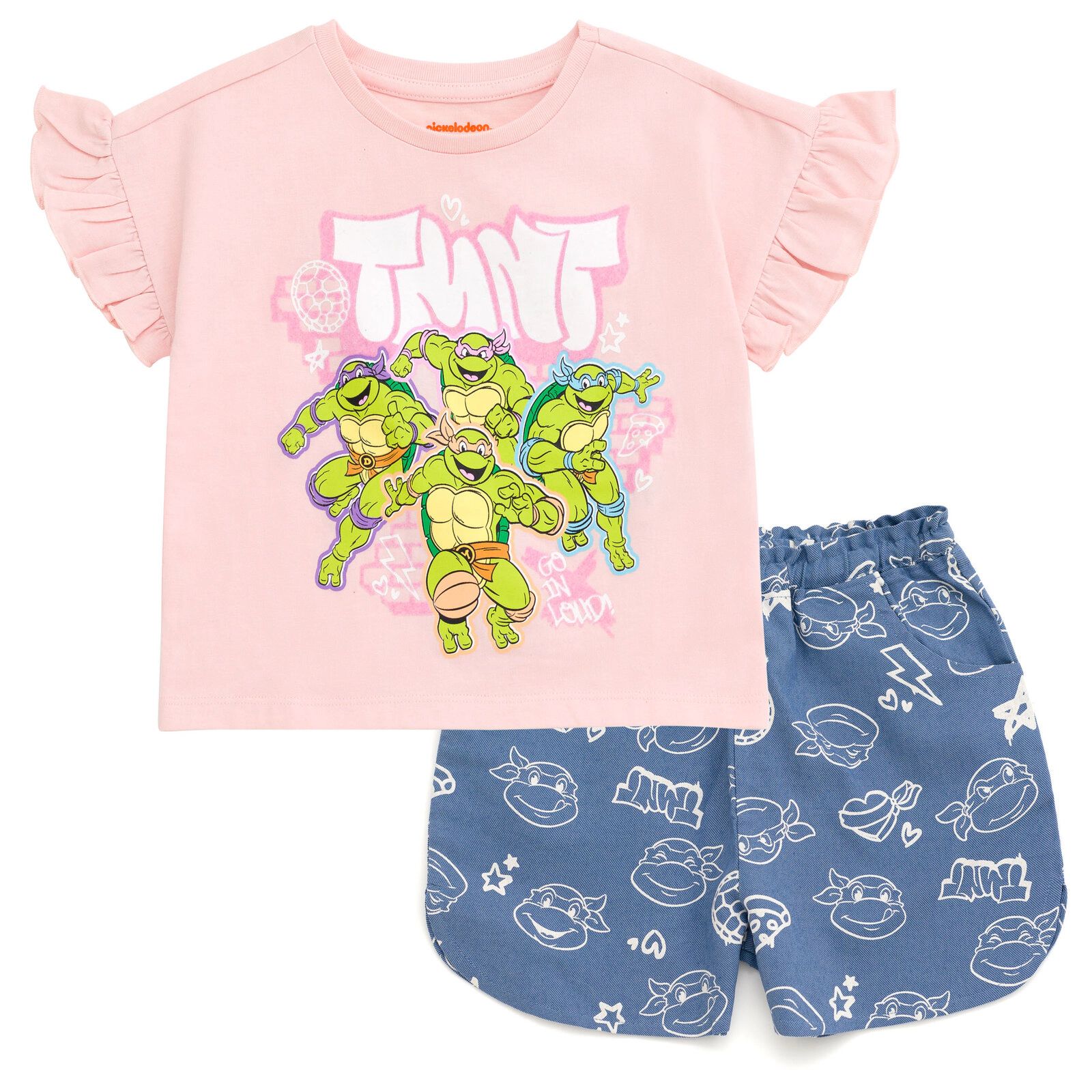 Teenage Mutant Ninja Turtles Girls' 2-Piece T-Shirt and Shorts Set