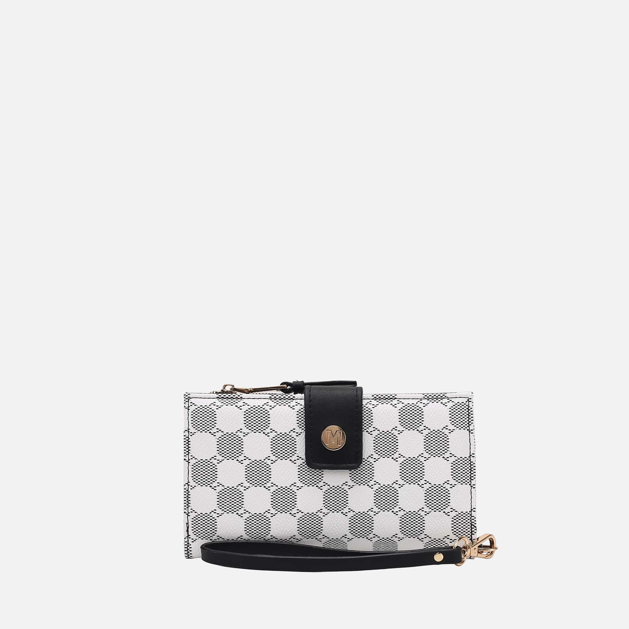 Mia K Collection Solene Circular Print Vegan Leather Wristlet Wallet, Detachable
