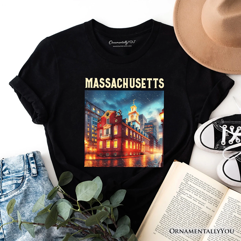 OrnamentallyYou Unisex Classic Massachusetts Old State House Colonial Landmark T-Shirt