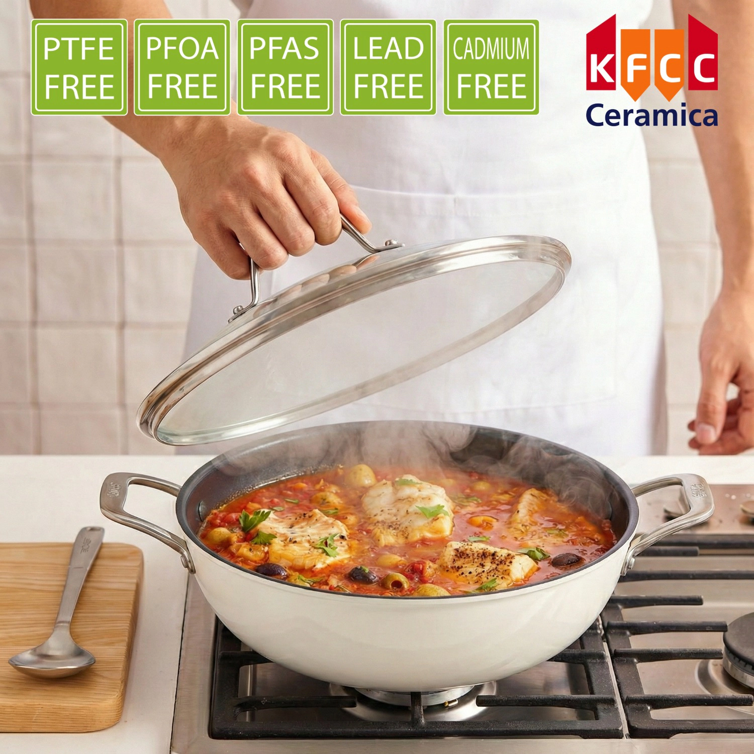 TECHEF ValenCera - 5qt Ceramic Nonstick Chef Pan