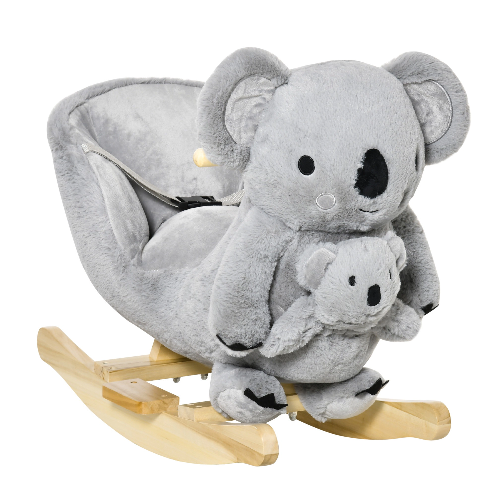 HONGGE Koala-Shaped Plush Rocking Horse for Toddlers 18-36 Months, Wood & Metal Frame, Holds up to 99 lbs, Gray