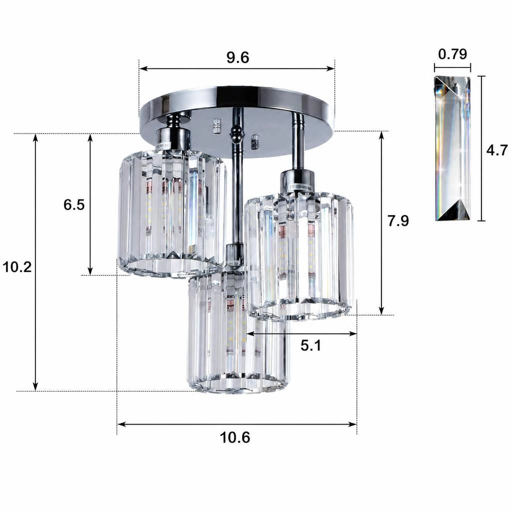 ELEMENT ACE Round Flush Mount Crystal Ceiling Light