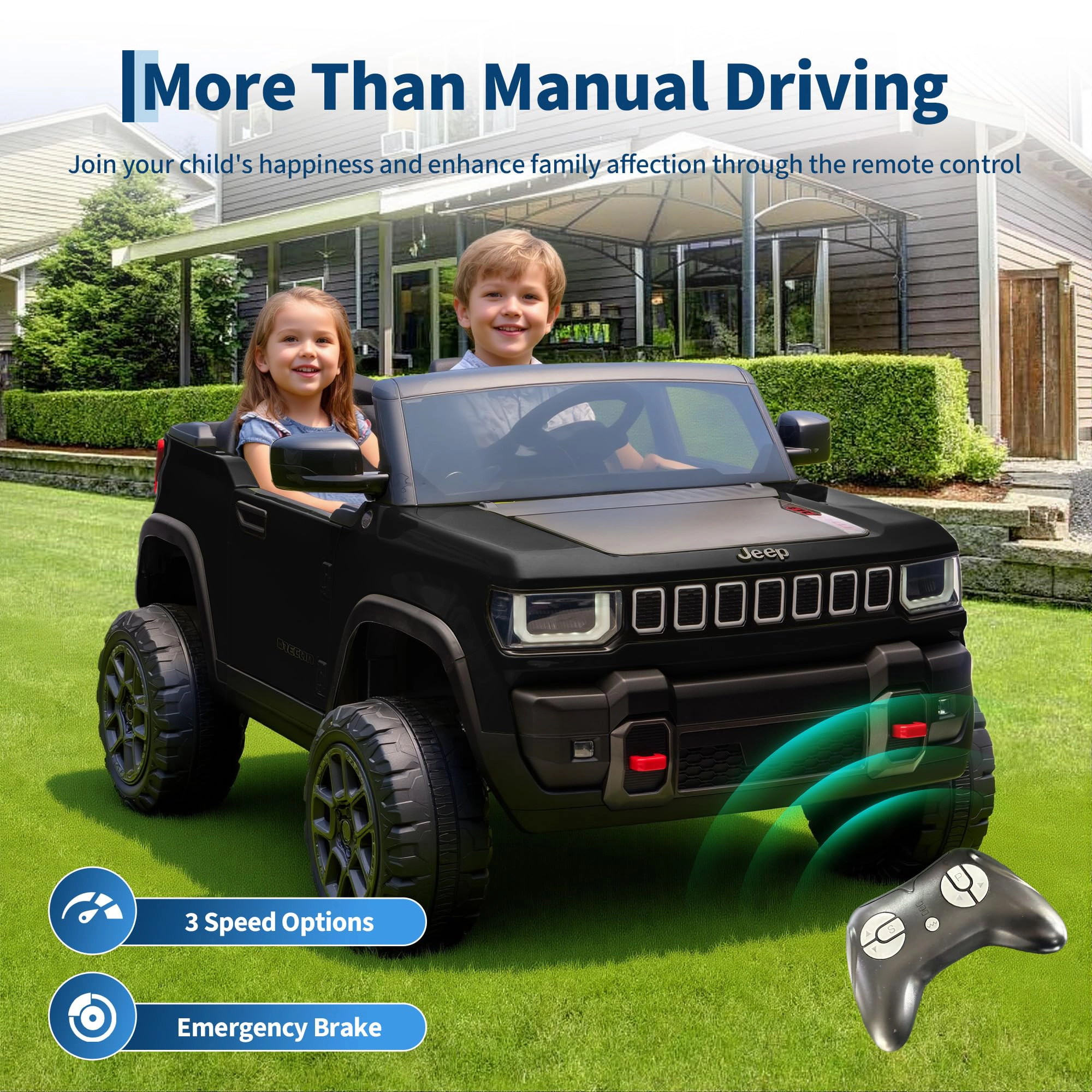 24V Licensed Ride on Car for Big Kids, 2-Seater Electric Truck with Remote, 3 Speeds, Music & Lights