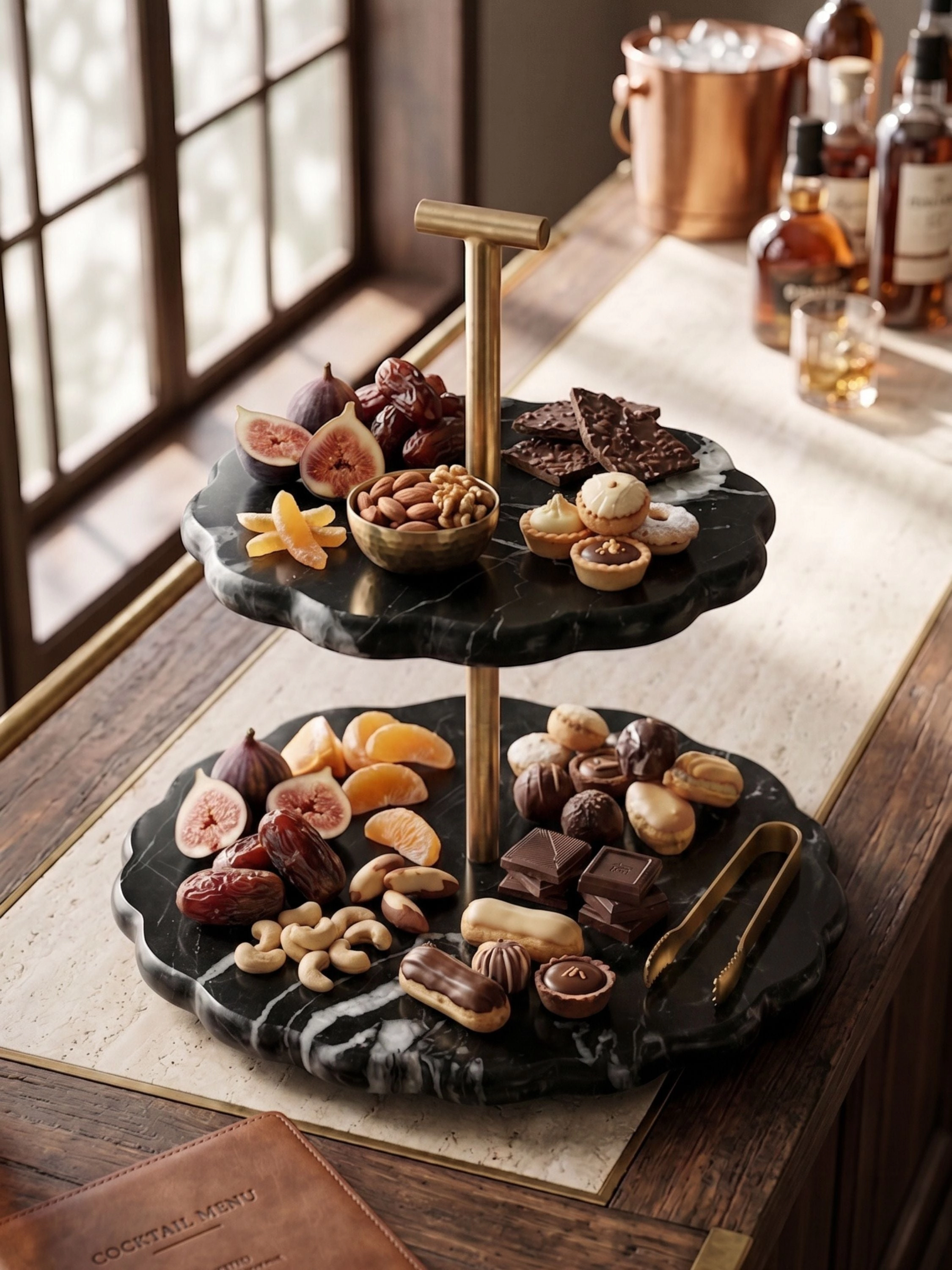 GAURI KOHLI Concorde Black Marble Two-Tier Stand