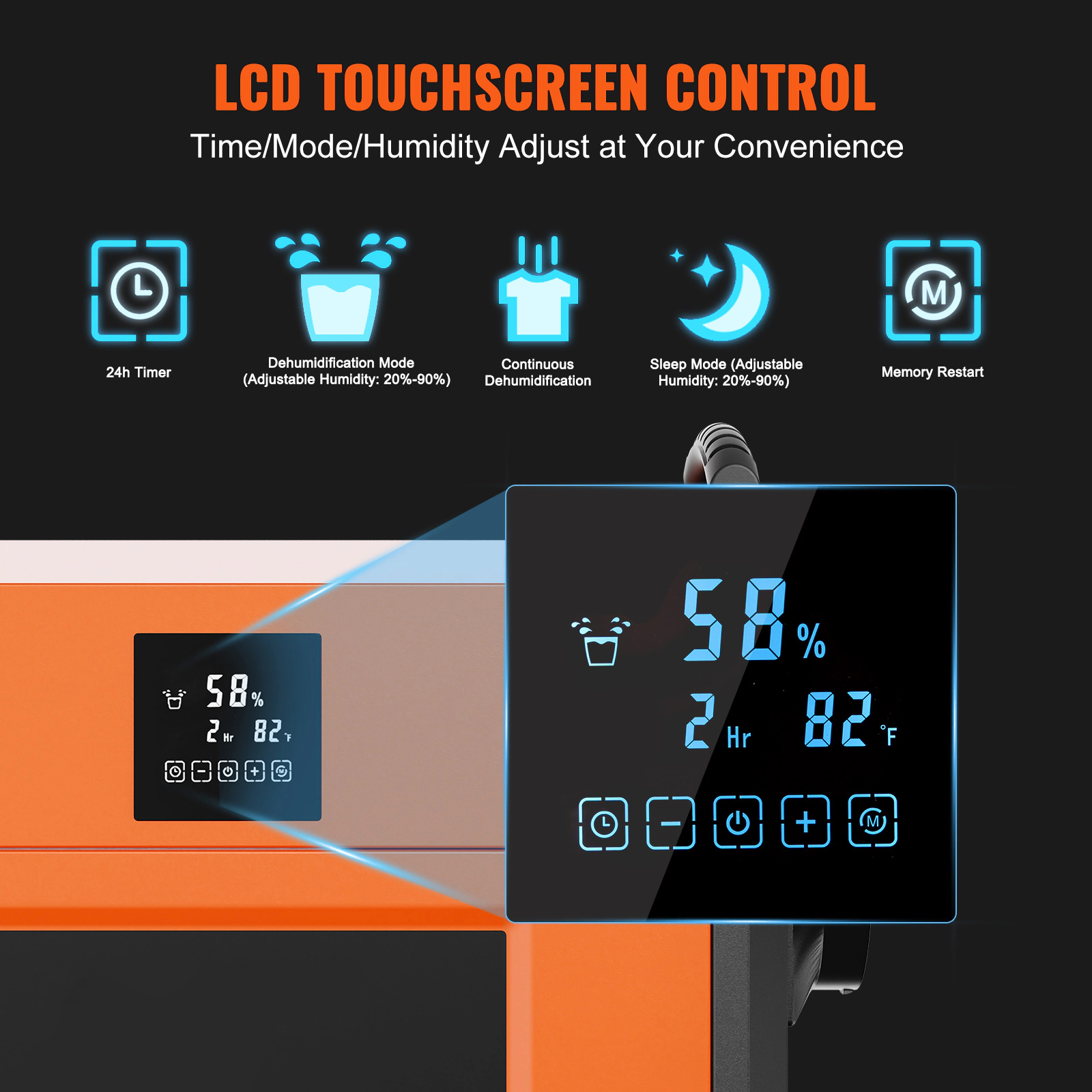 HONGGE Commercial Dehumidifier with Drain Hose for Crawl Space, Basement