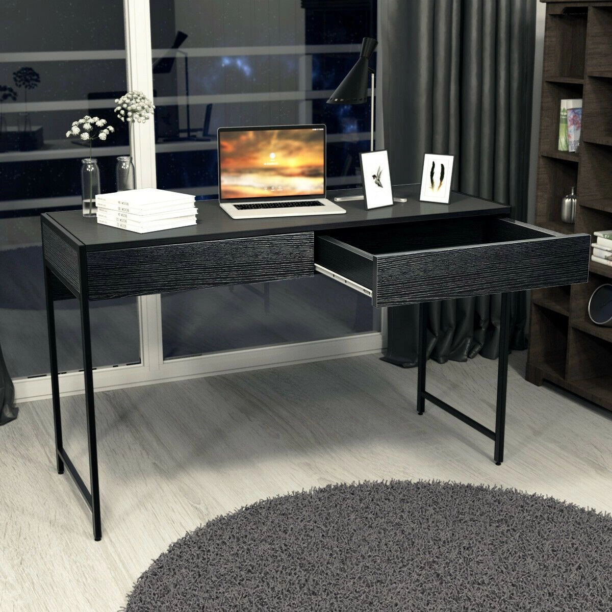 SlickBlue 44 Inch Computer Desk, 2-Drawer Office Study Table
