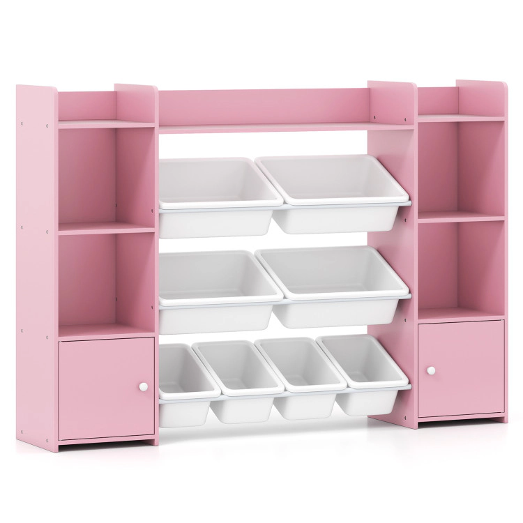 Hivvago 56 inch Large Toy Storage Organizer with 8 Removable Bins and Bookshelf