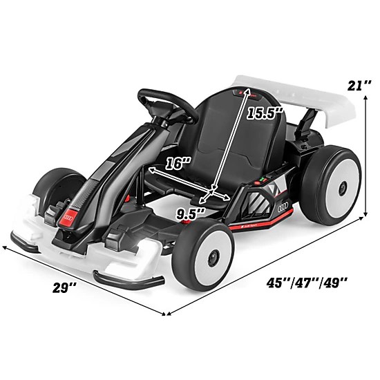 Hivvago 24V Kids Go Kart Licensed Audi Adjustable Ride on Racing Toy with Horn