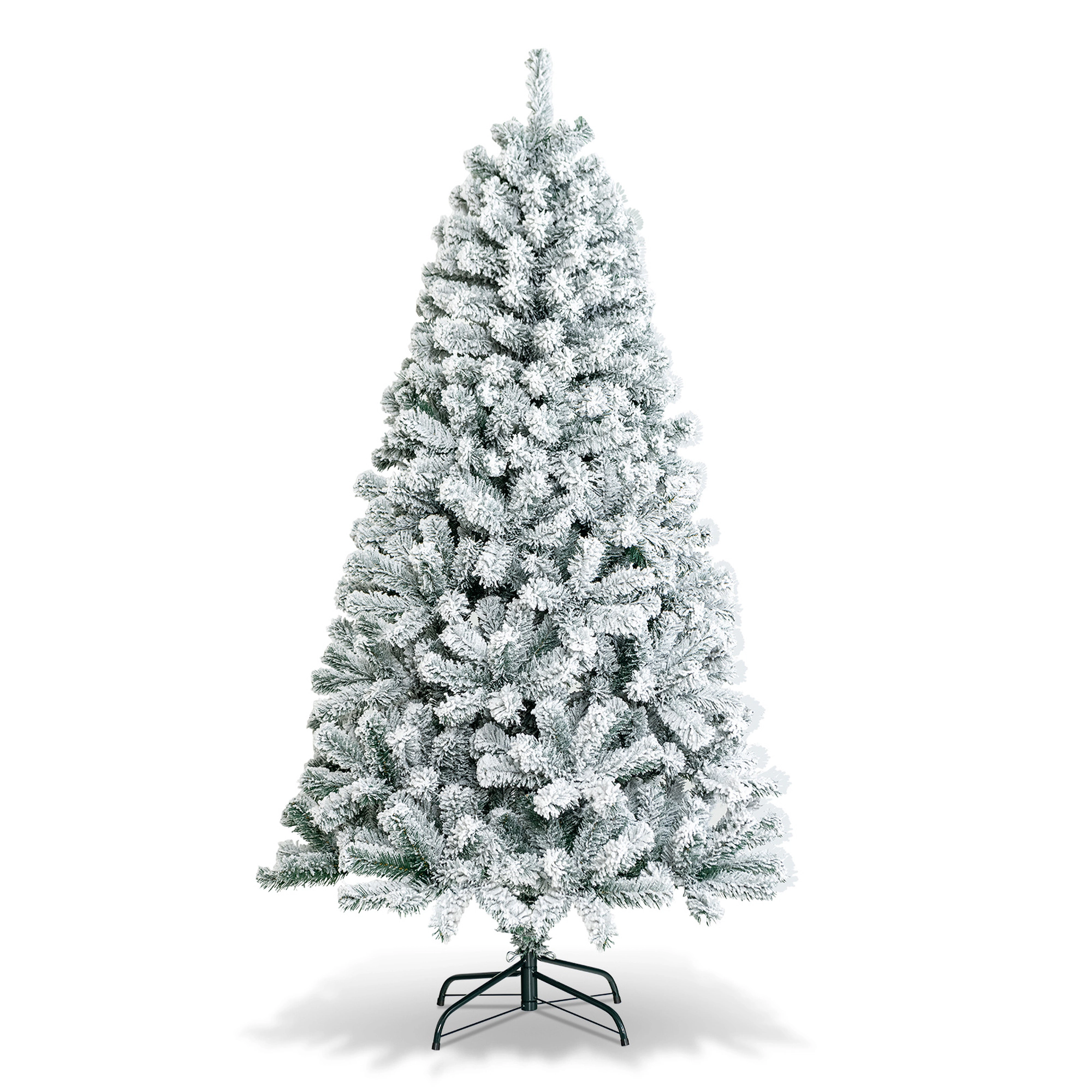 Costway 9ft Snow Flocked Hinged Artificial Christmas Tree Unlit Metal