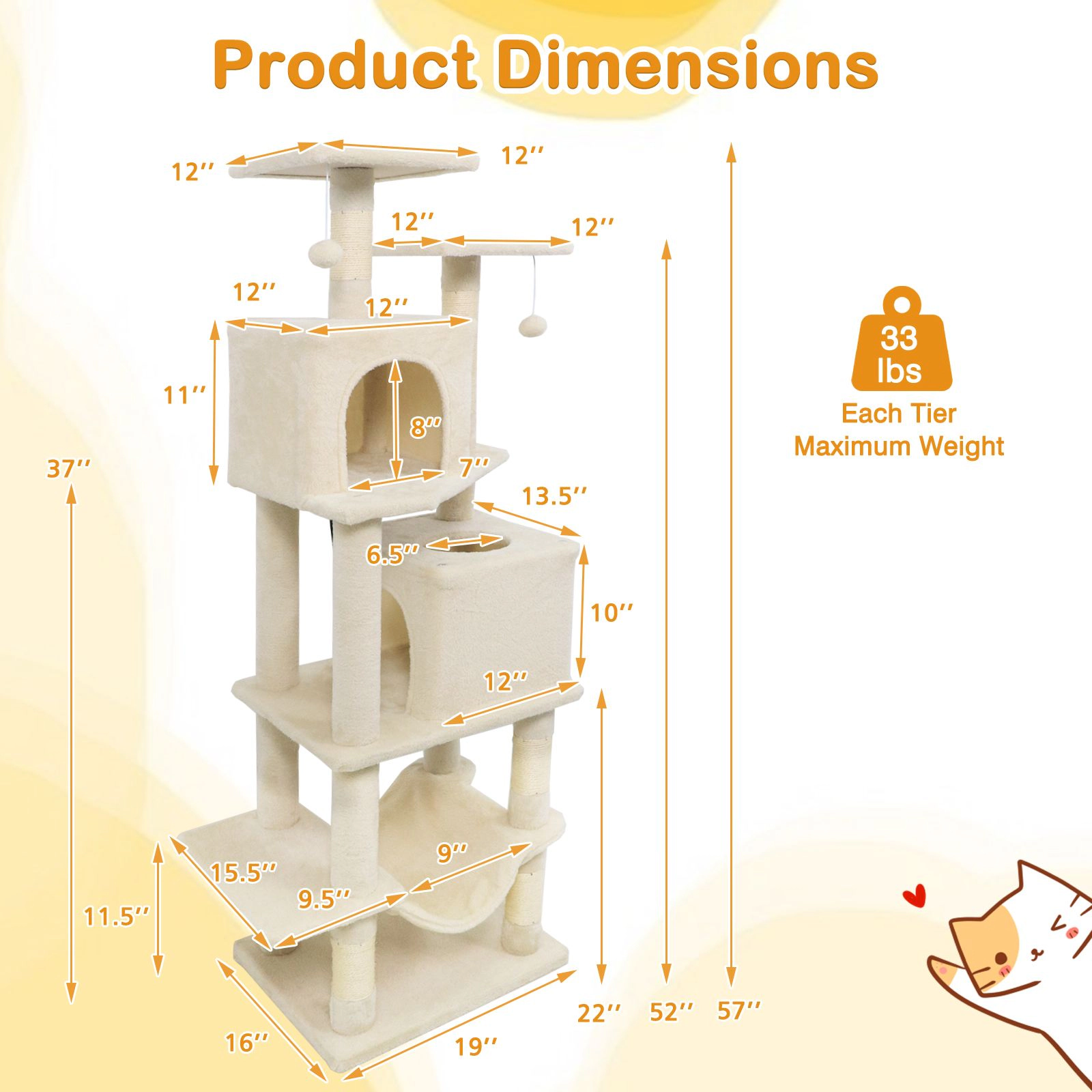 SlickBlue Multi-Level Cat Tower with Hammock, Condos and Perches