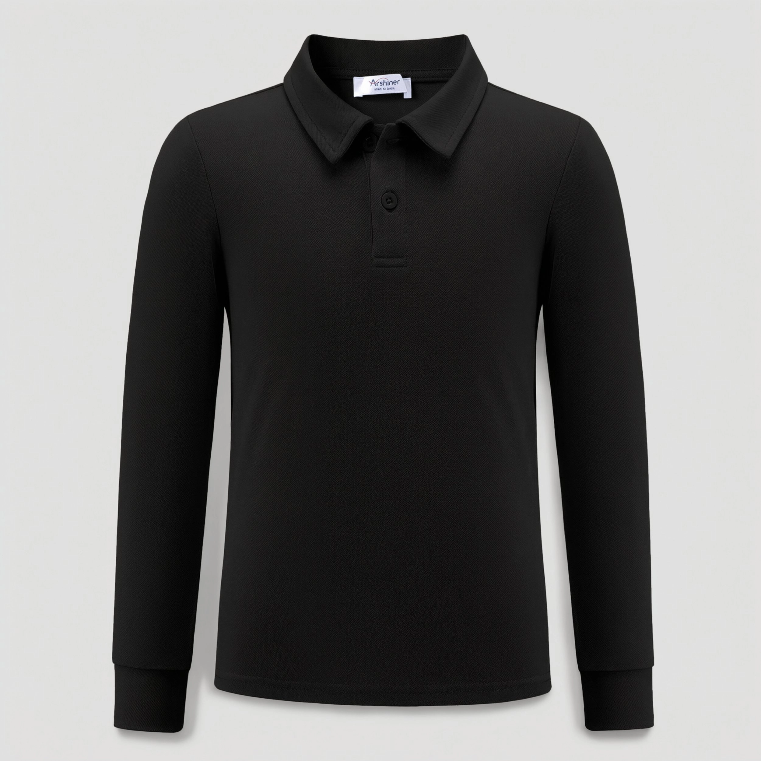Arshiner Boys Long Sleeve Polo Shirt Performance School Uniform Pique Button Closure