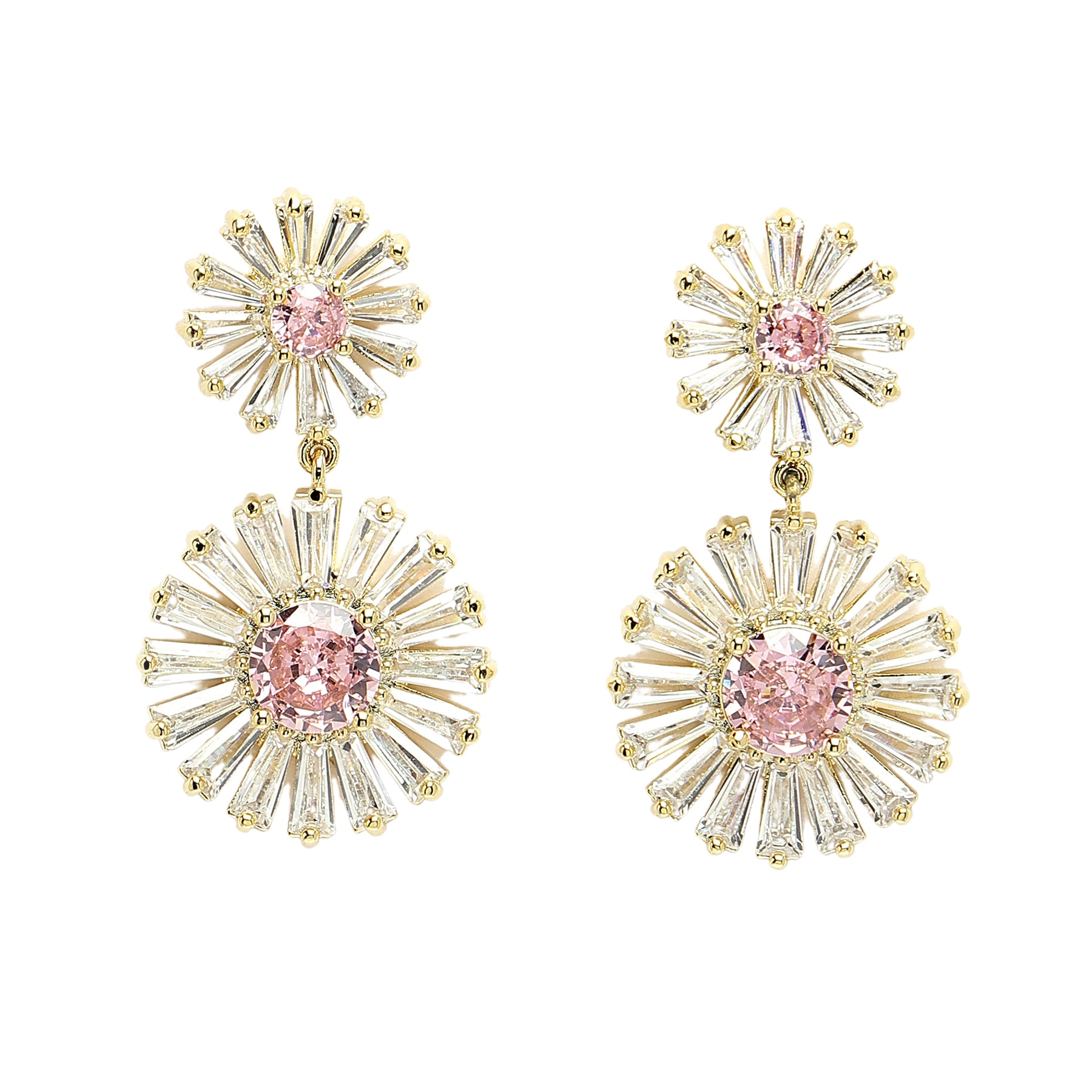AGP PARIS Womens Diva Collection Double Daisy Drop Earrings
