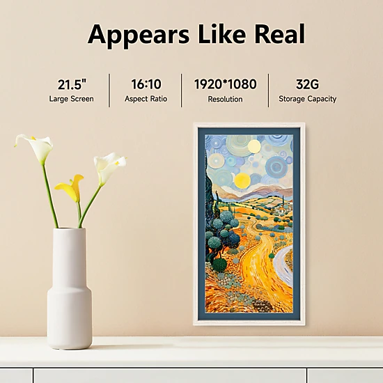 Eco4life 21.5" WiFi Wall Art Digital Frame FHD IPS AntiGlare