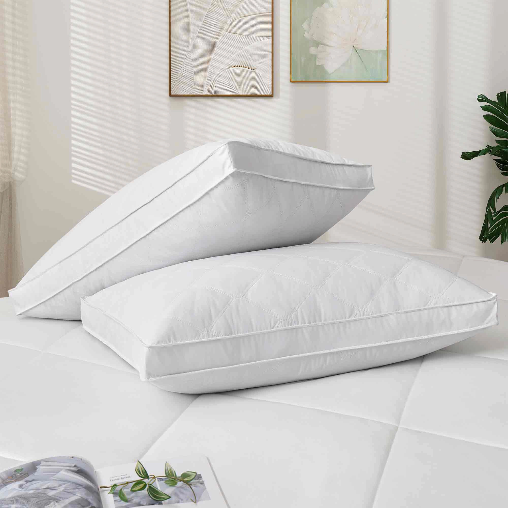 PeaceNest Gusseted Feather and Down Pillows with Cotton Shell,Medium-Firm Support,2-Pack