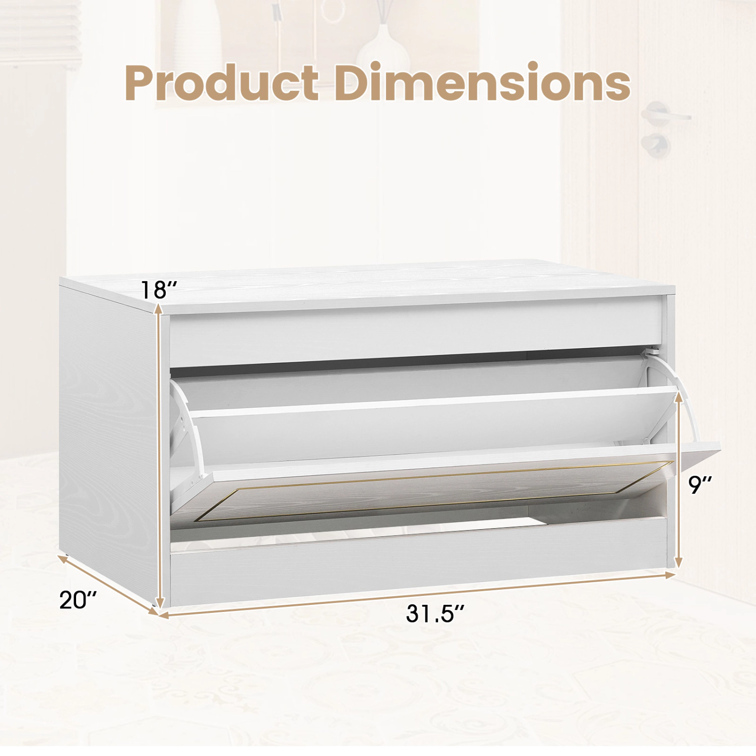 LJG Narrow Shoe Cabinet with 1 Flip Drawer and Adjustable Shelf for Hallway