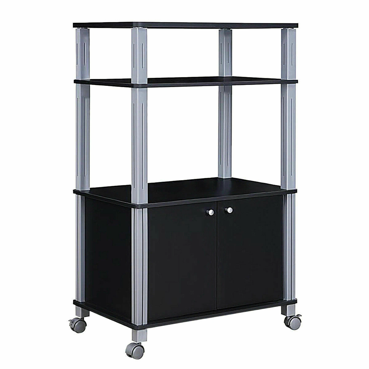 LJG Microwave Rack Stand Rolling Storage Cart