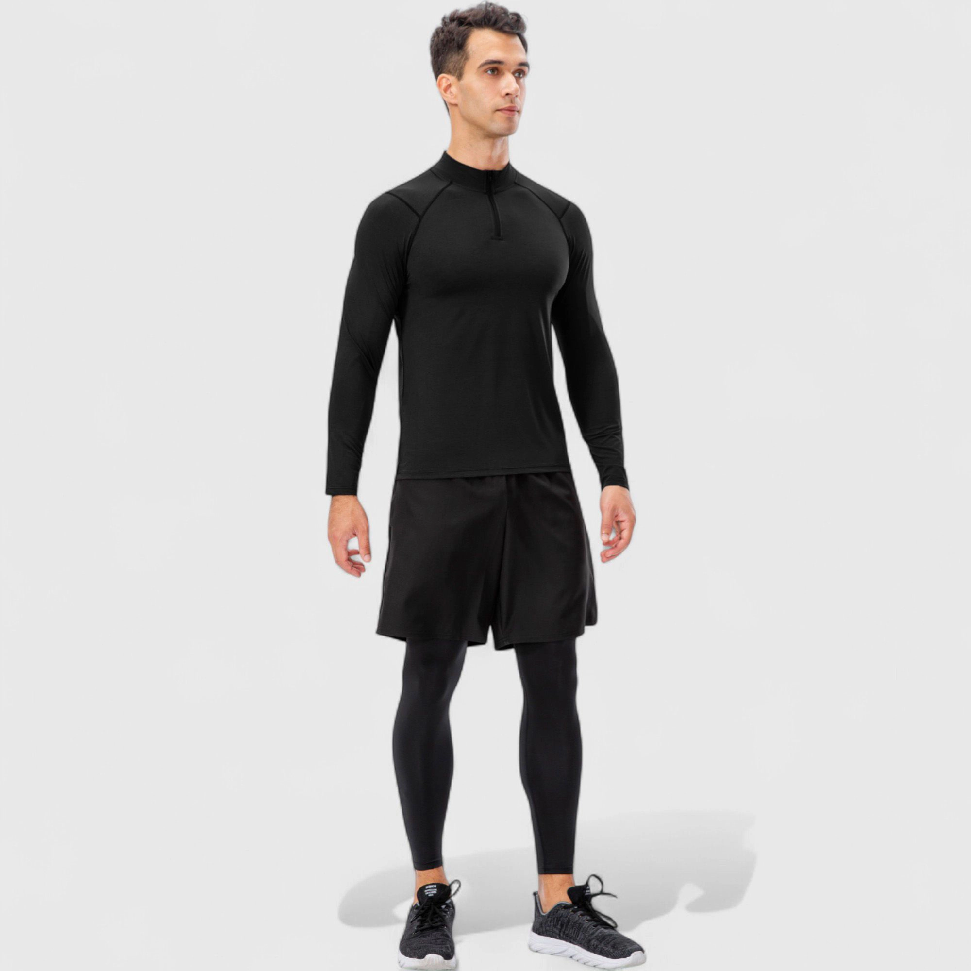Anna-Kaci Men's Long Sleeve Quarter-Zip Top with Athletic Fit and Raglan Sleeves for Training or Casual Wear