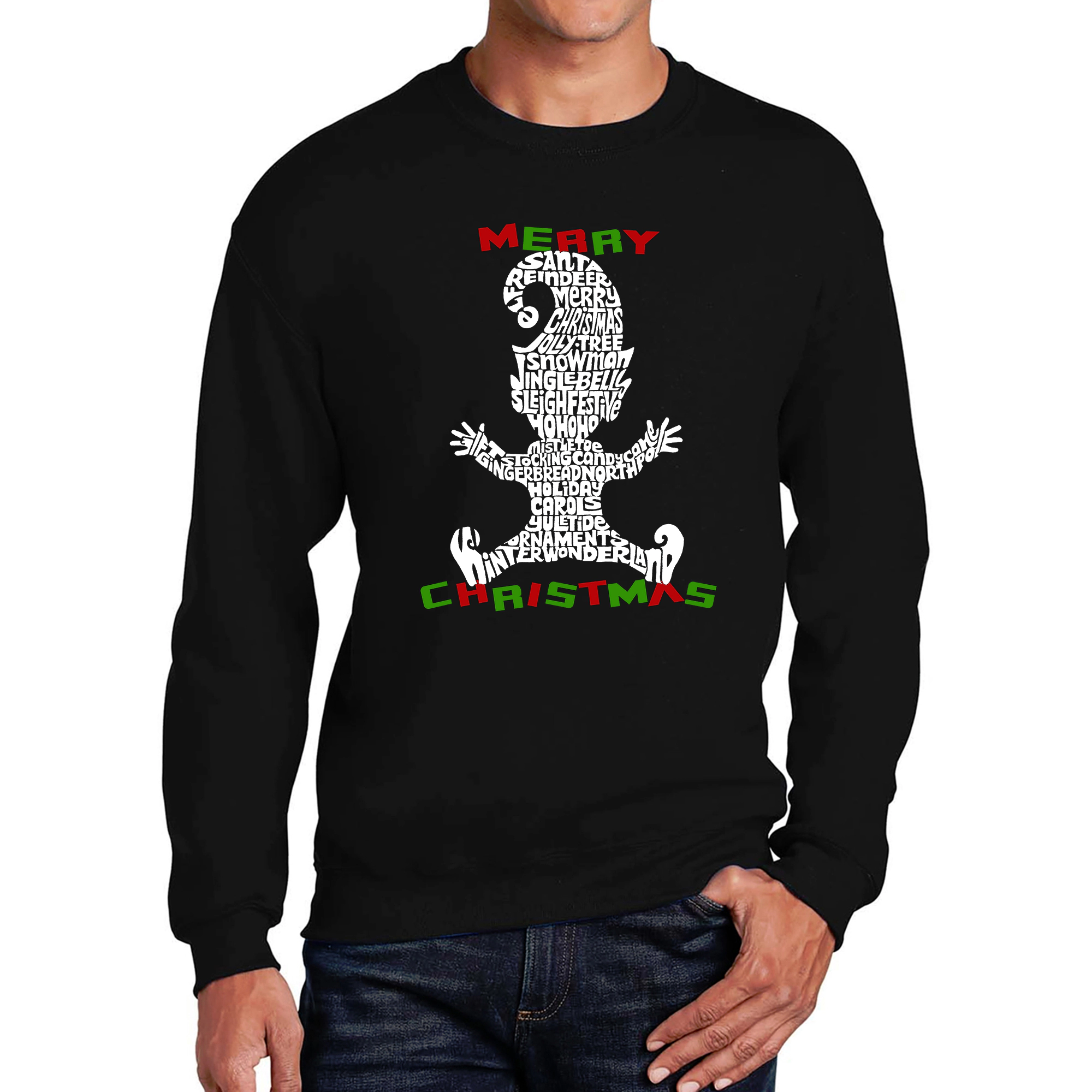LA Pop Art Christmas Elf - Men's Word Crew Sweatshirt
