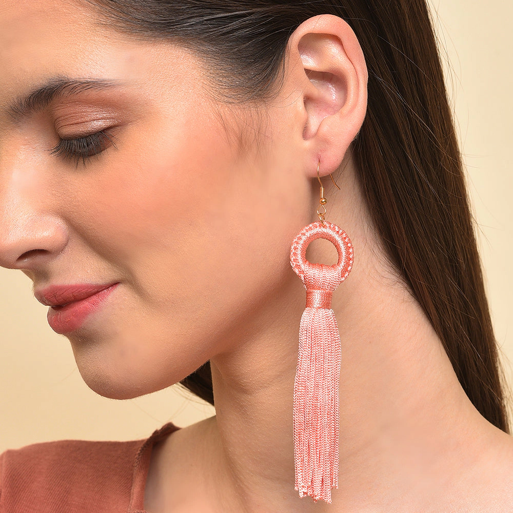 SOHI Women's Pink Tassel Drop Earrings