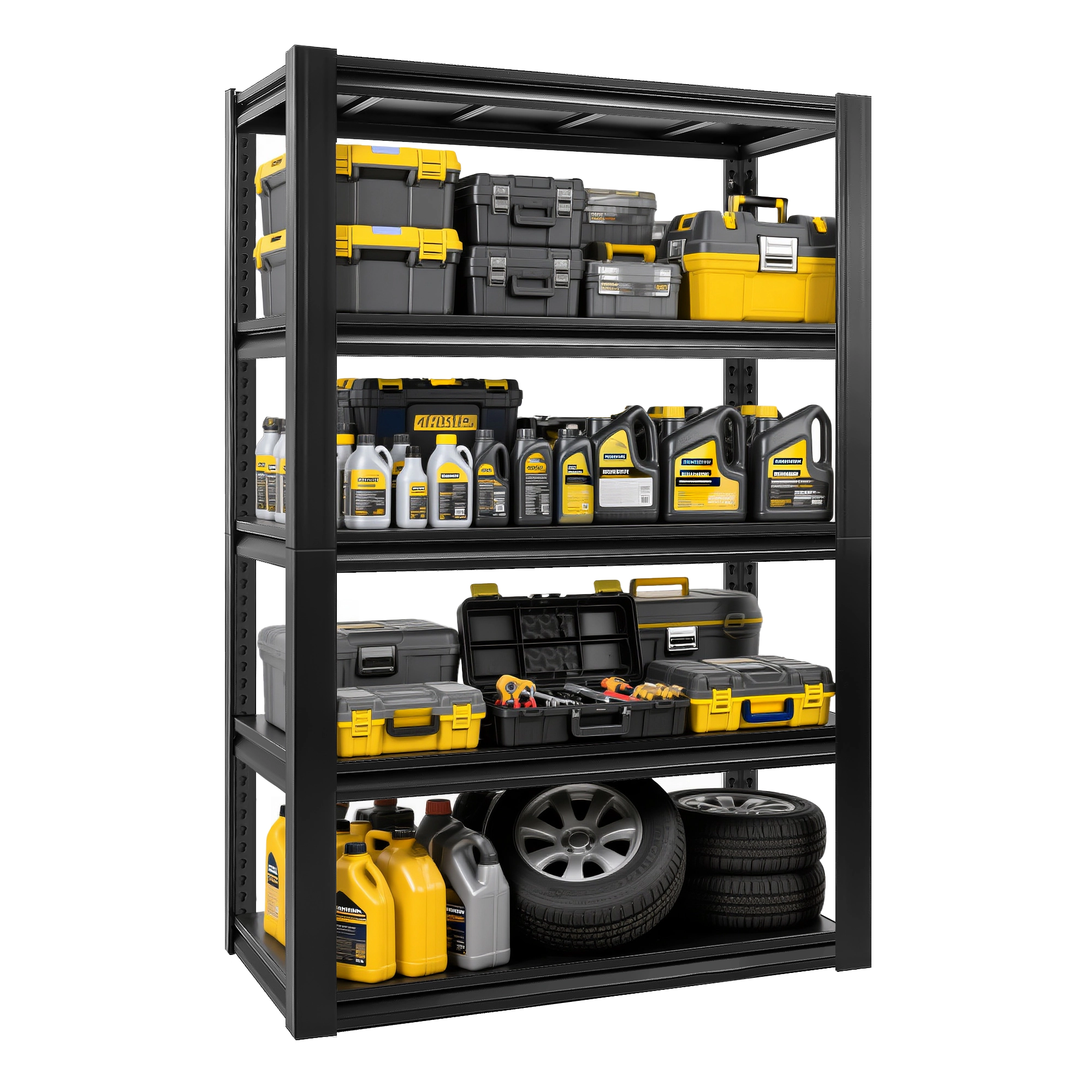 Flynama 5 Tier Heavy Duty Black Utility Shelving Unit 47 in W x 24 in D x 78 in H