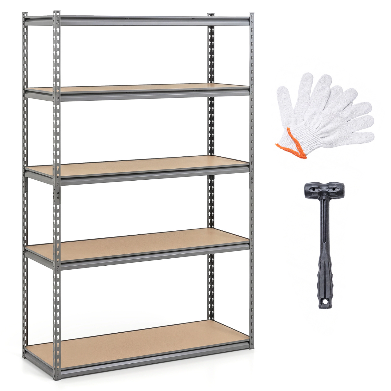 SUGIFT 5-Tier Garage Shelving Unit 440-lb Per Shelf Capacity 2200-lb Total Capacity Gray