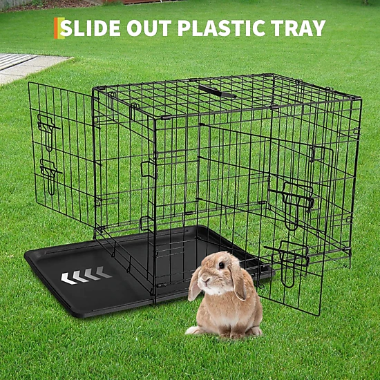 60x44x49cm Foldable Metal Wire Rabbit Cage, Indoor-Outdoor Small Animal ...