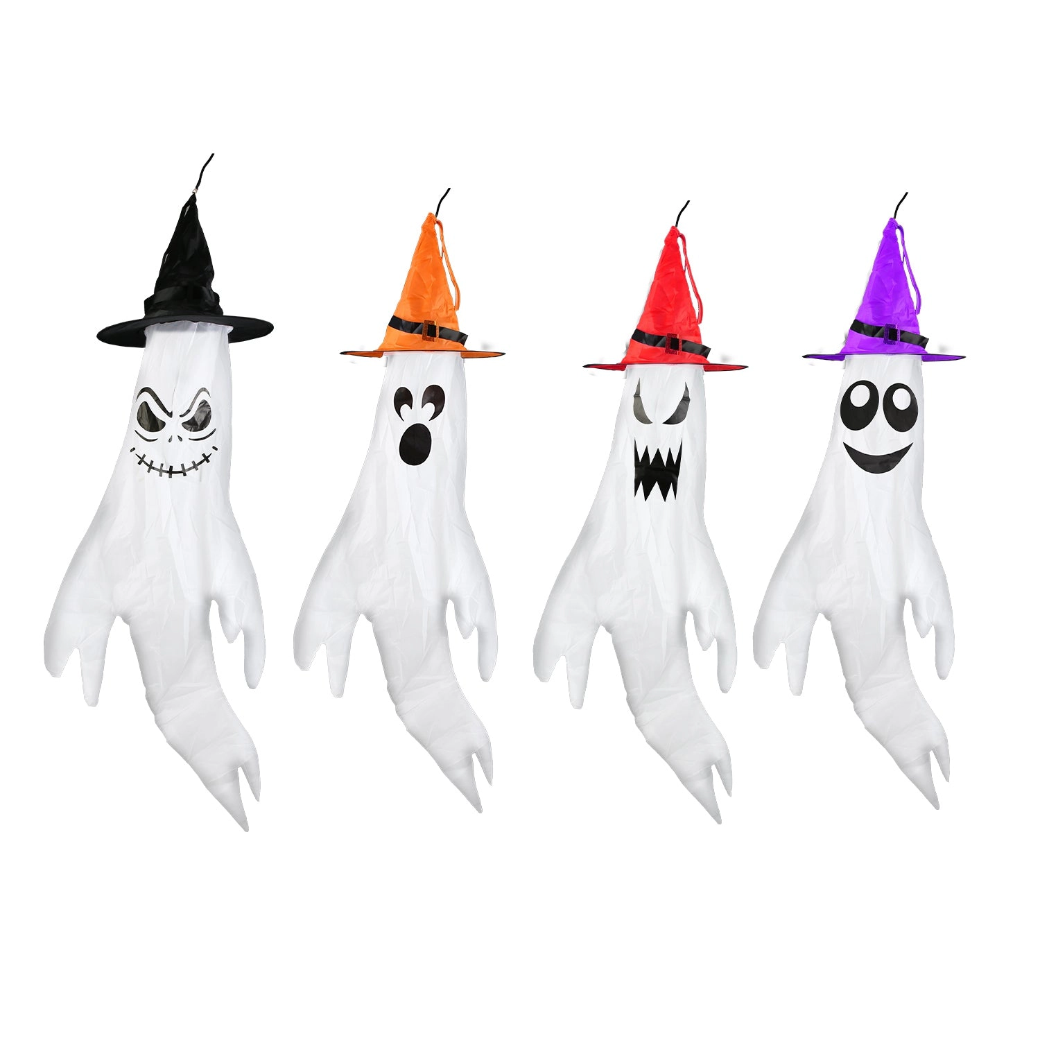 GBruno 4-Piece LED Ghost Windsocks Halloween Decoration