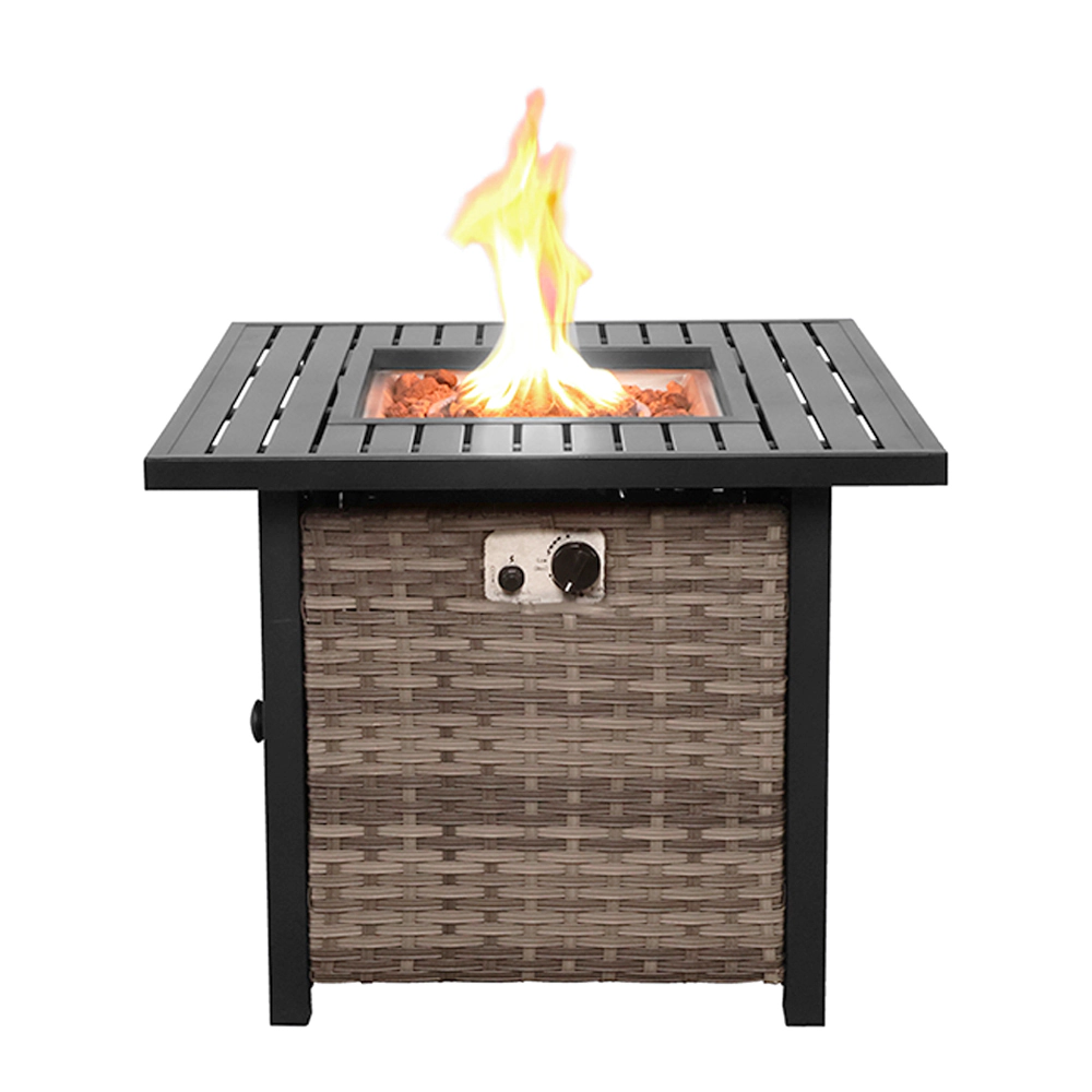 Sol Living 30" Outdoor Fire Pit Propane Firepit Table with Lid & Lava Rocks 50,000 BTUs