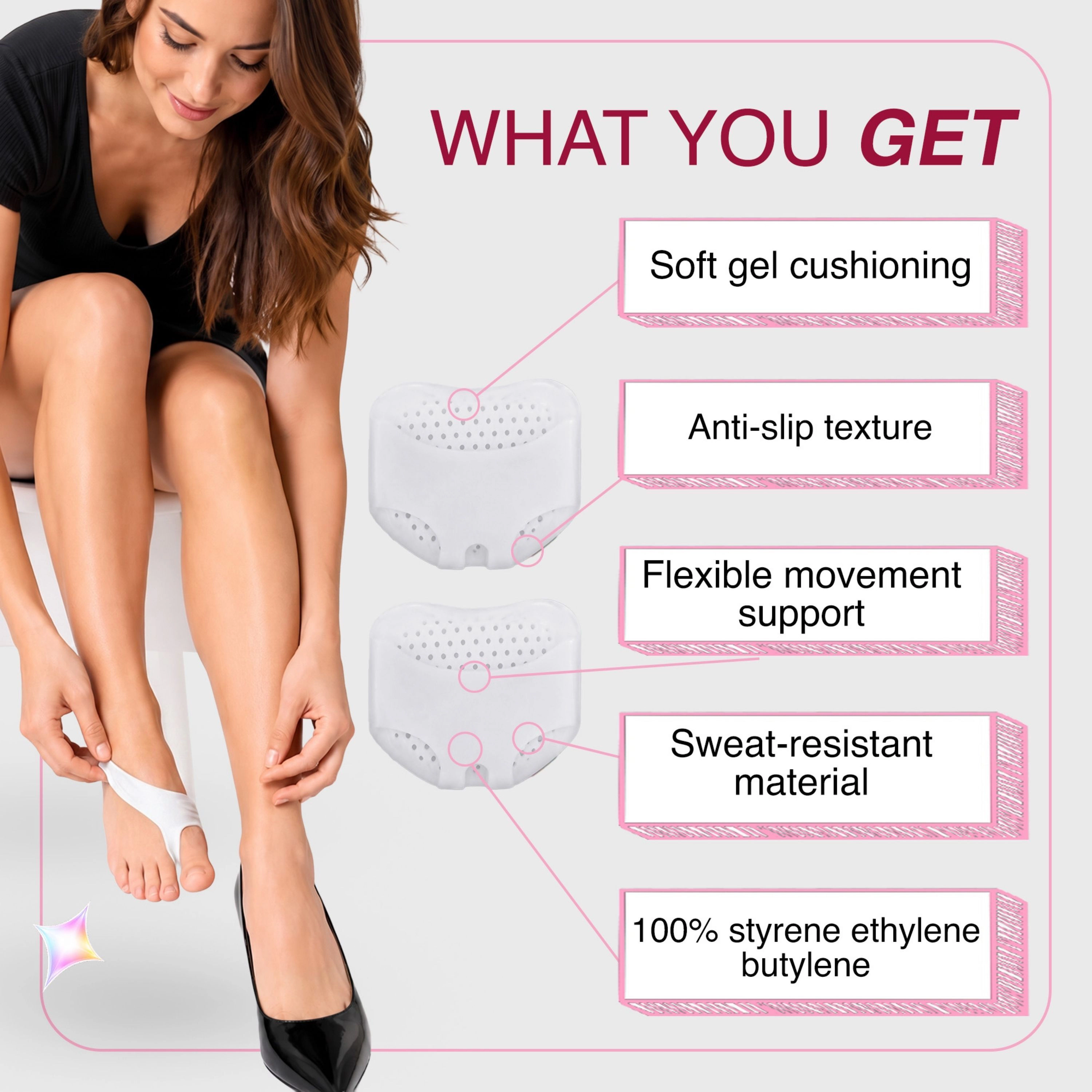 LECHERY Women's 2-Pack Anti-Slip Forefoot Pads – Gel Cushion Inserts for Shoes