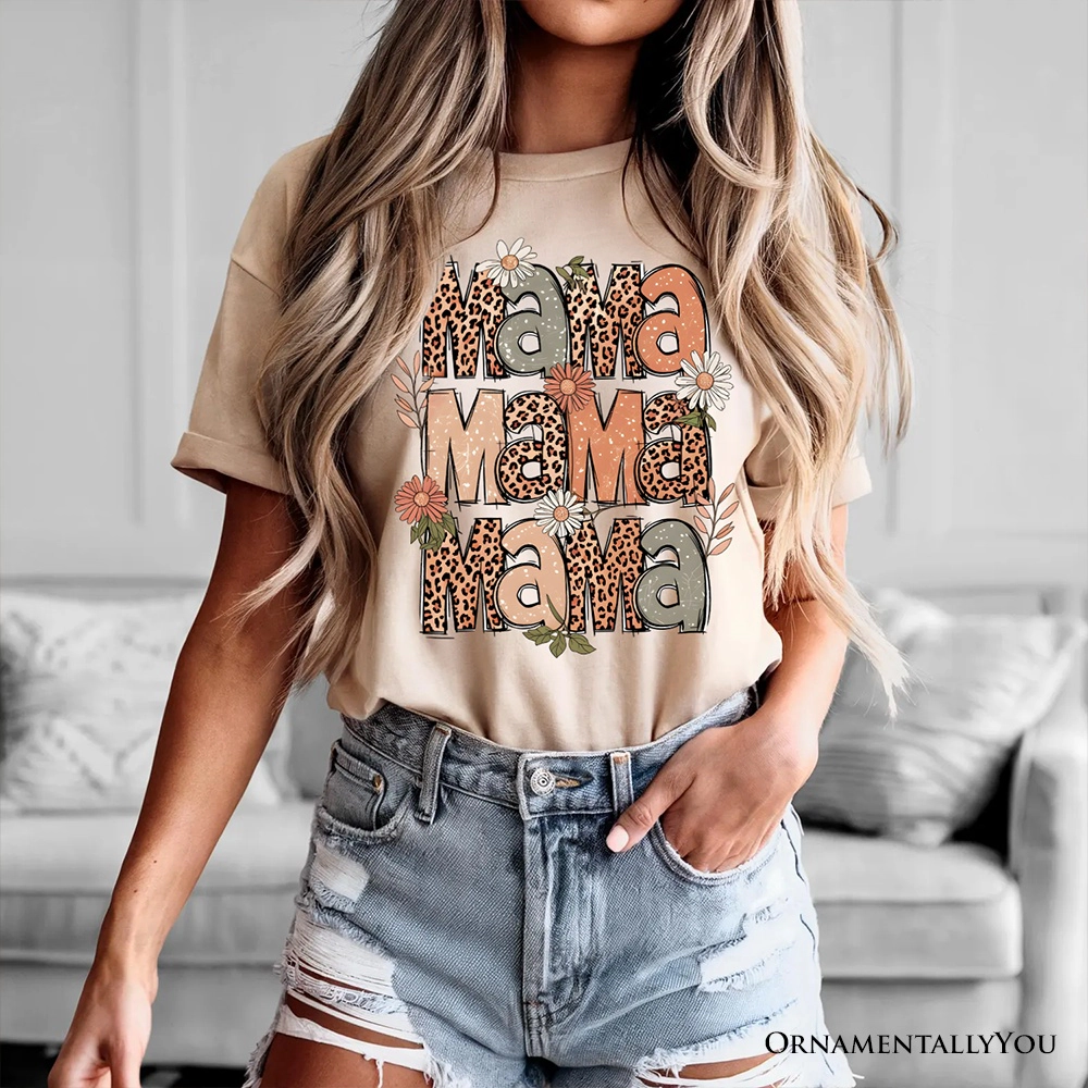 OrnamentallyYou Womens Leopard Mama Floral Retro T-Shirt