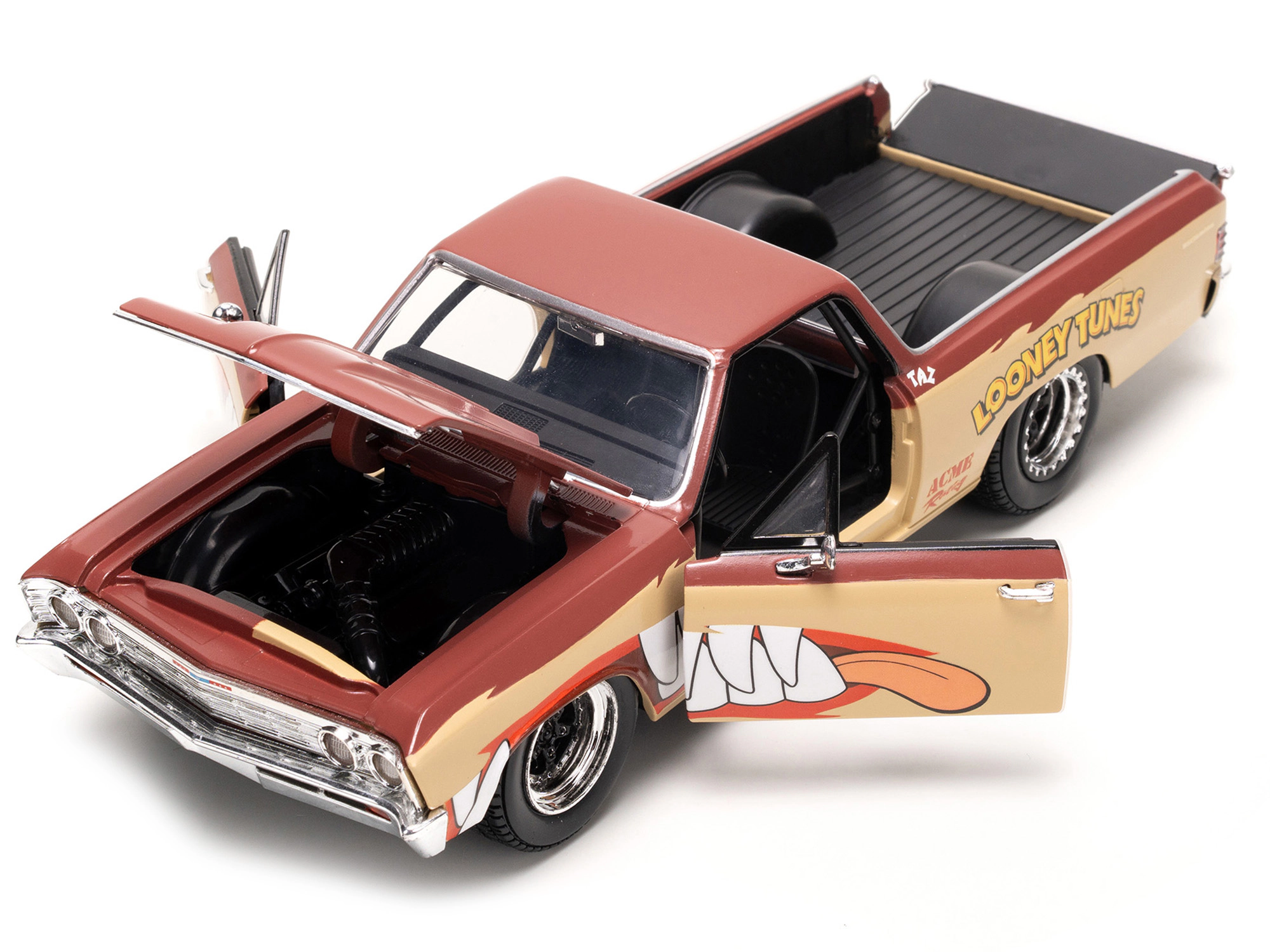 Jada 1967 Chevrolet El Camino Brown and Beige with Graphics and Tasmanian Devil (Taz) Diecast Figure "Looney