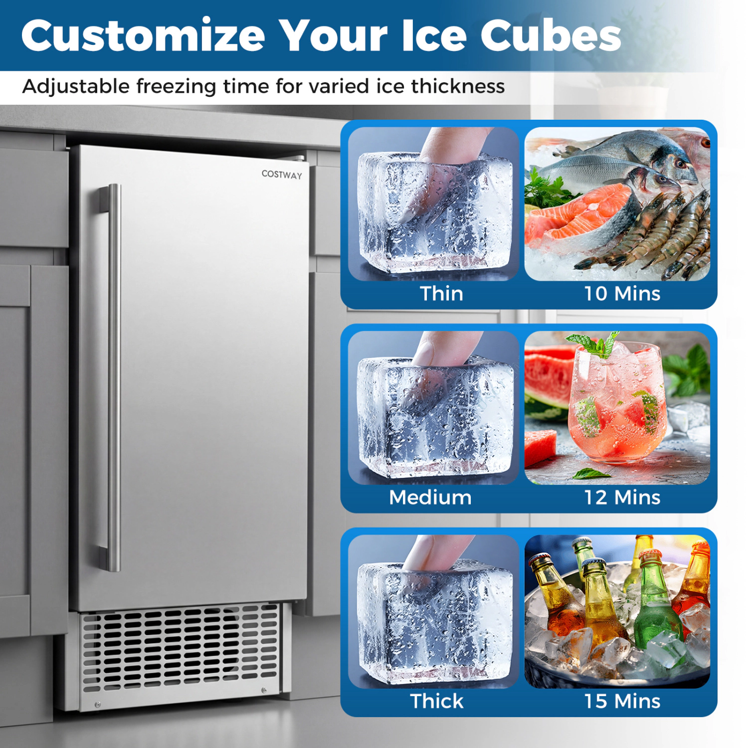 LJG Commercial Under Counter Ice Maker 90 lbs/Day W Built-in