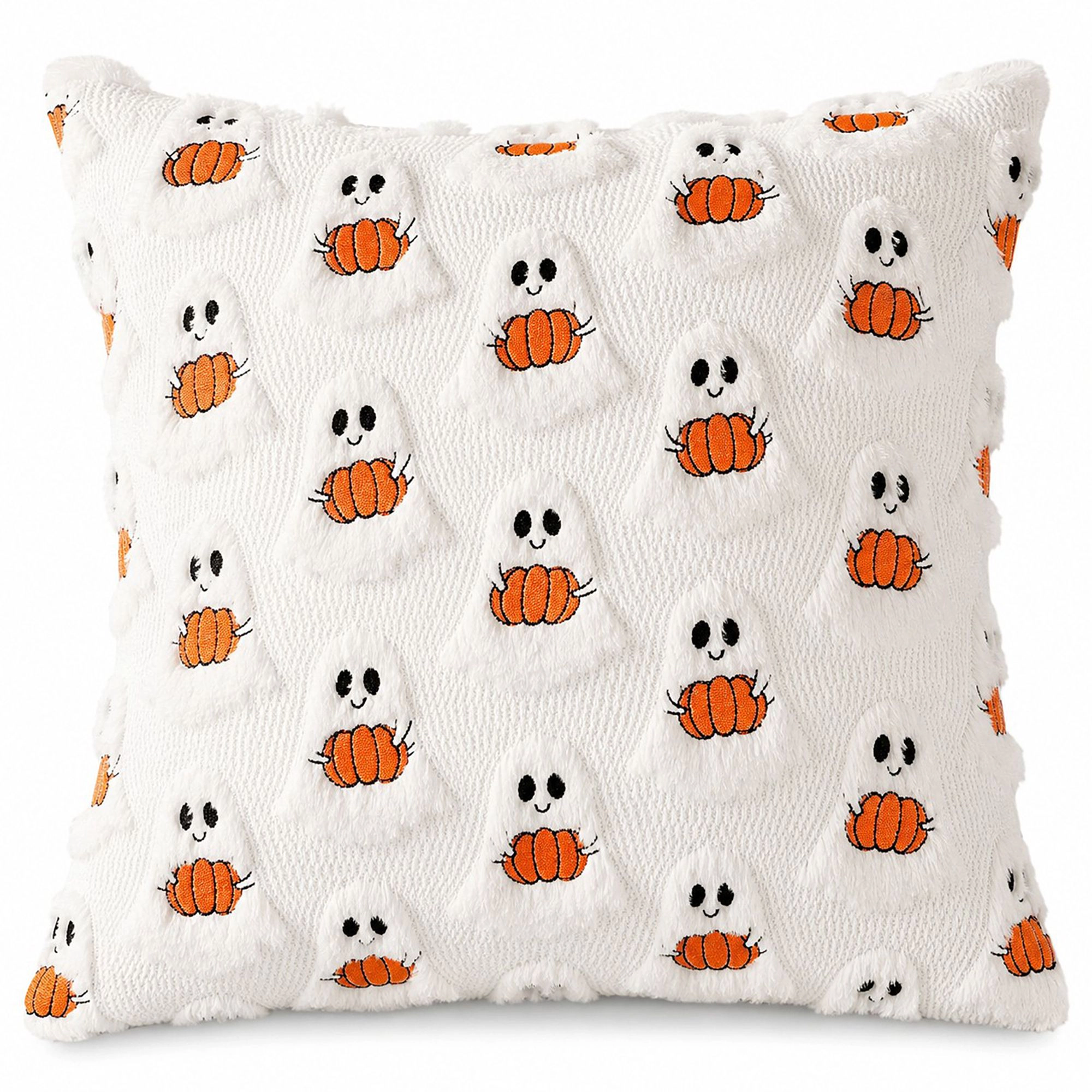 Alilang Halloween Textured Pumpkin Ghost Decorative Throw Pillow Cover