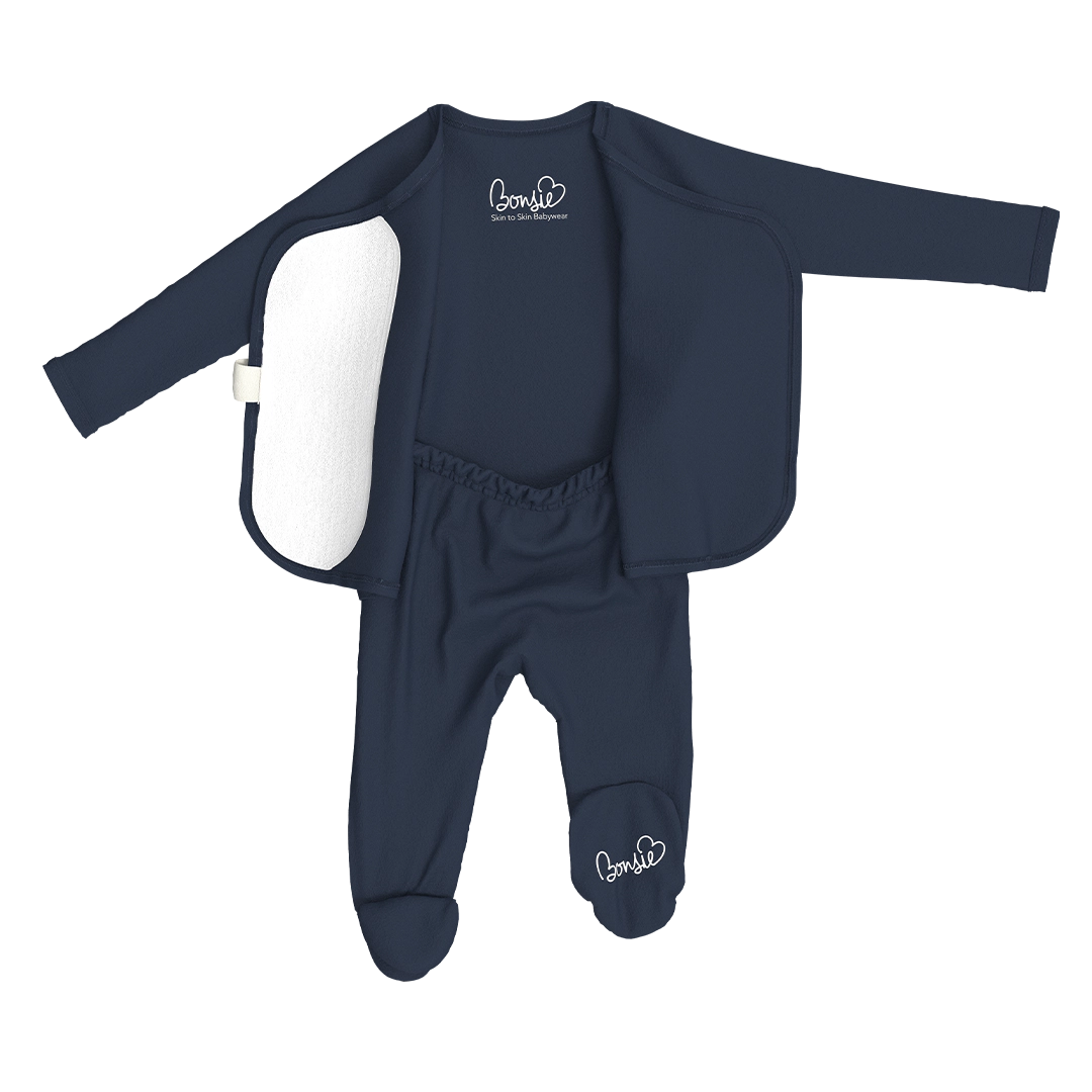Bonsie Footie Wrap-Front Footed Onesie - Midnight Blue