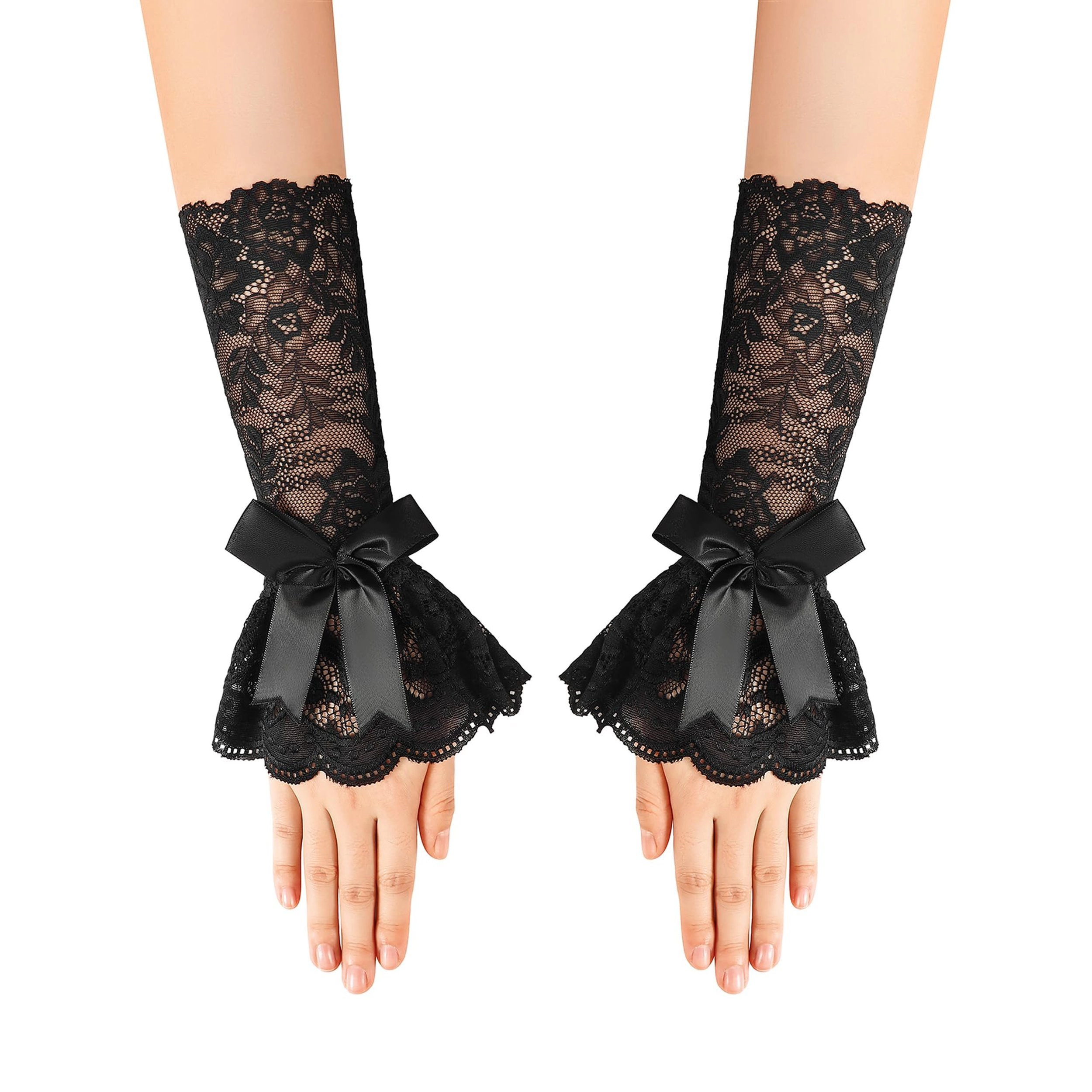 Avidlove Women's Fingerless Lace Ruffle Bow Wrist Gloves