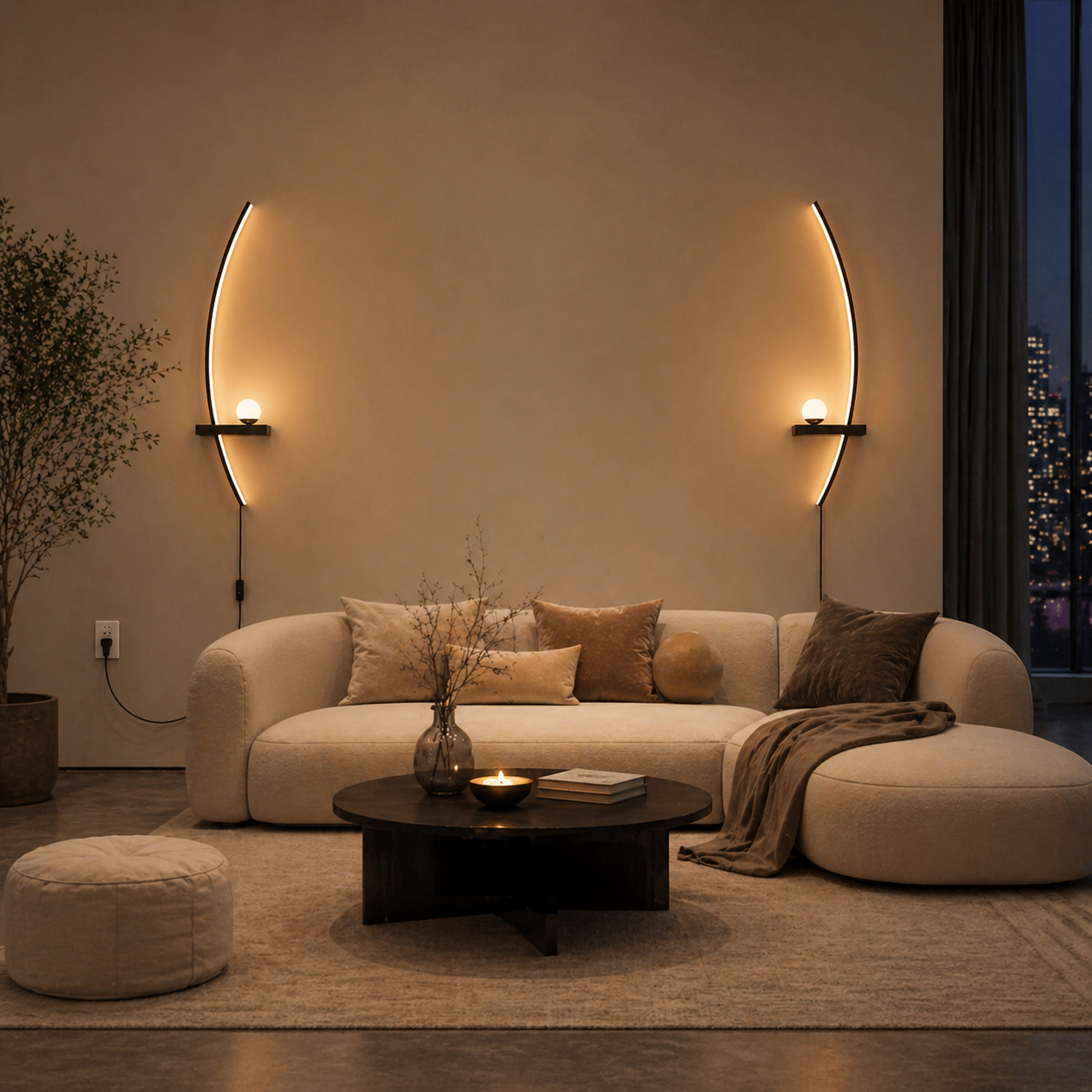 EP Light 2-Pack 33 in LED Bedroom Wall Lights Black Metal Modern Wall Sconces