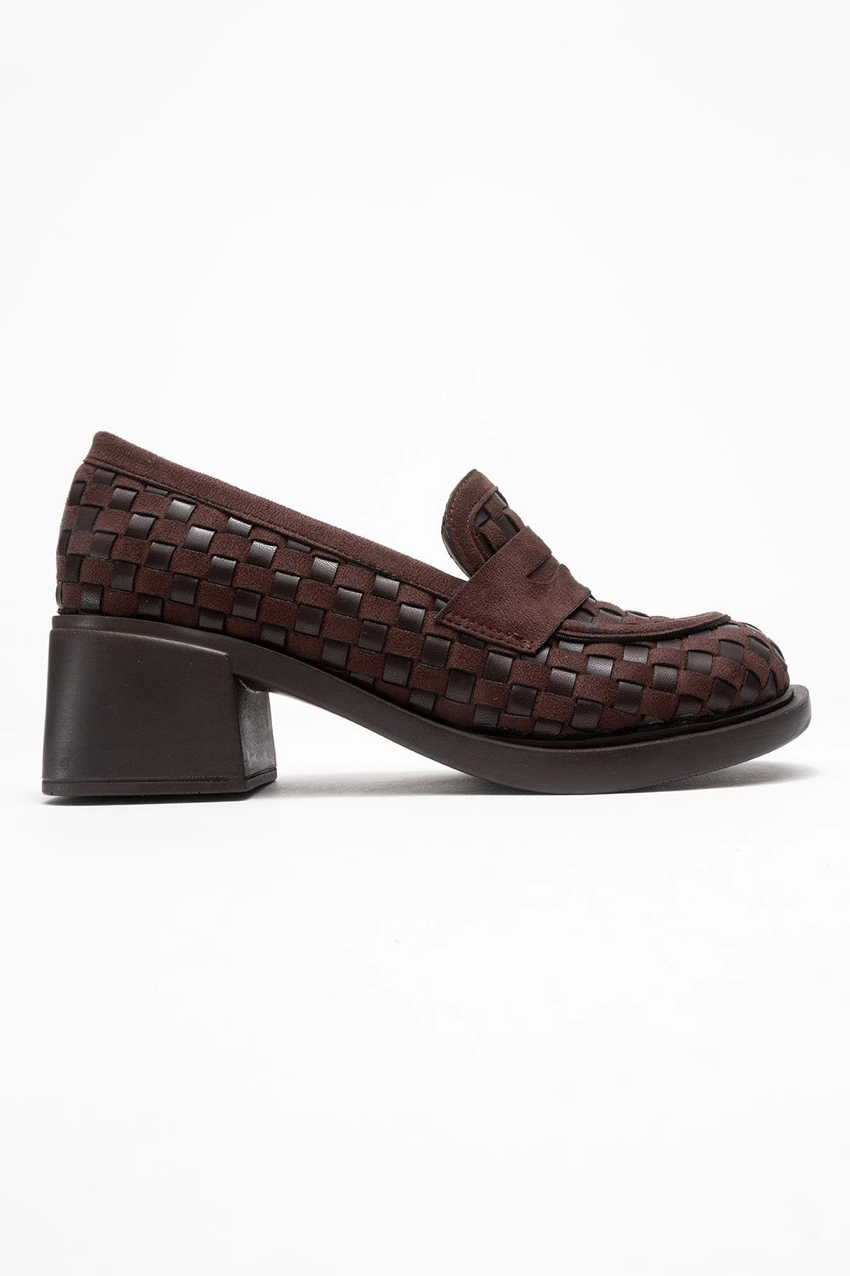 Prologue Shoes Womens Marlon Woven Block Heel Loafer