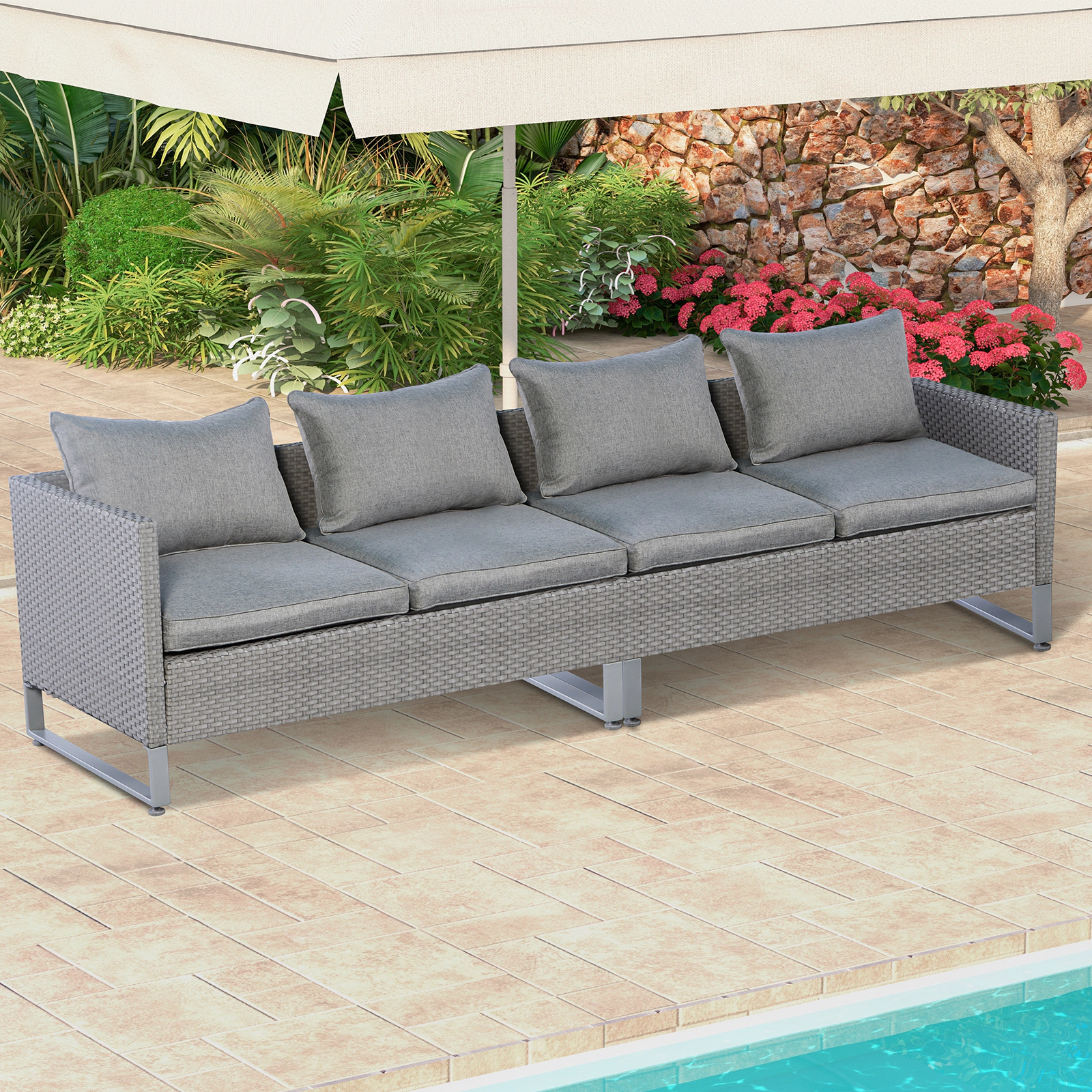 LJG 2 Pieces Patio Furniture Sofa Set with Cushions and Sofa Clips