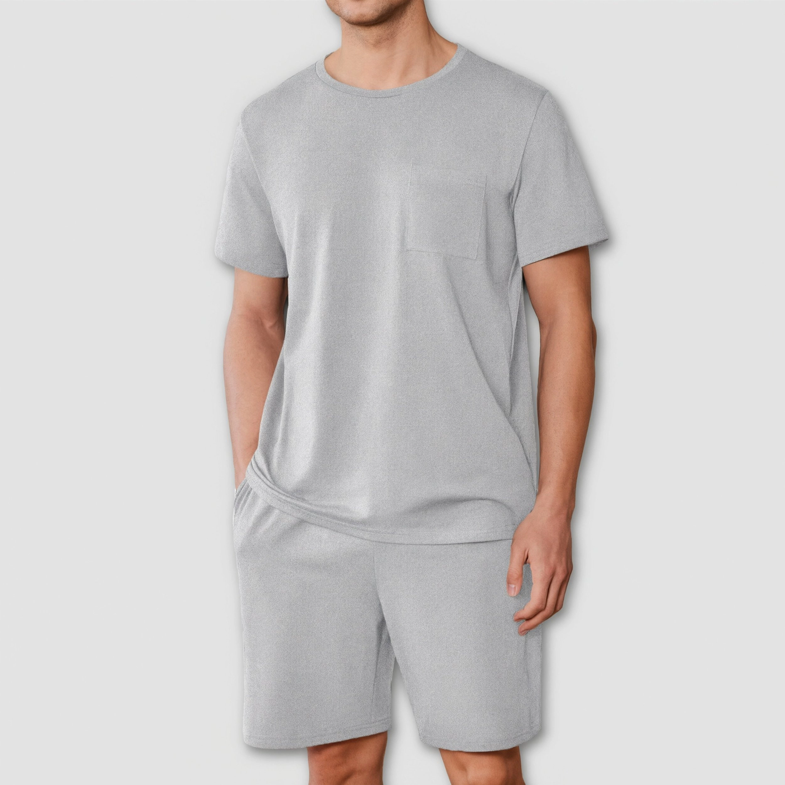 Ekouaer Men's Crew Neck Short Sleeve Pocket T-Shirt & Shorts Set