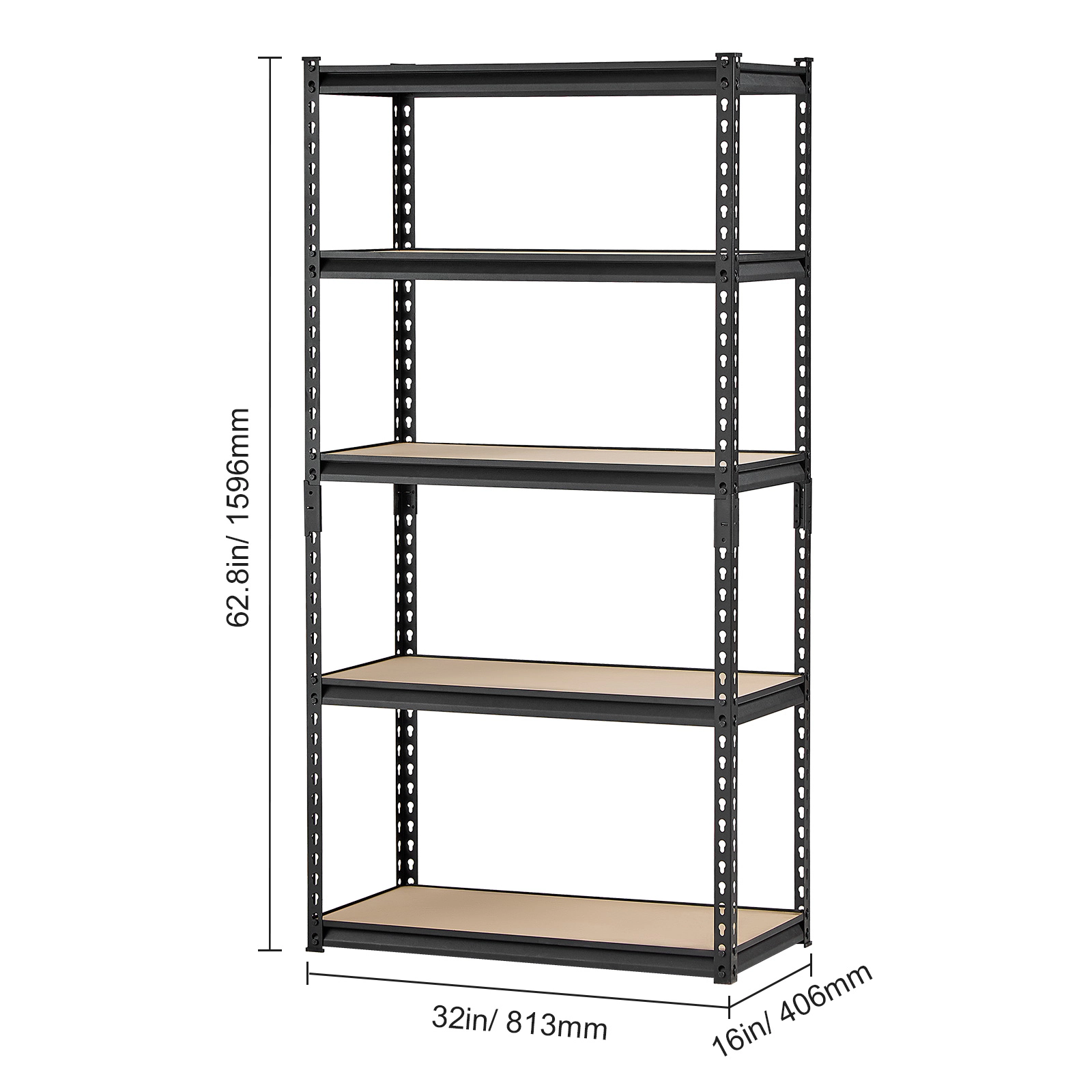 Flynama Storage Shelves 16Inches D x 32Inches W x 62 4/5Inches H 5-tier Garage Storage Shelving