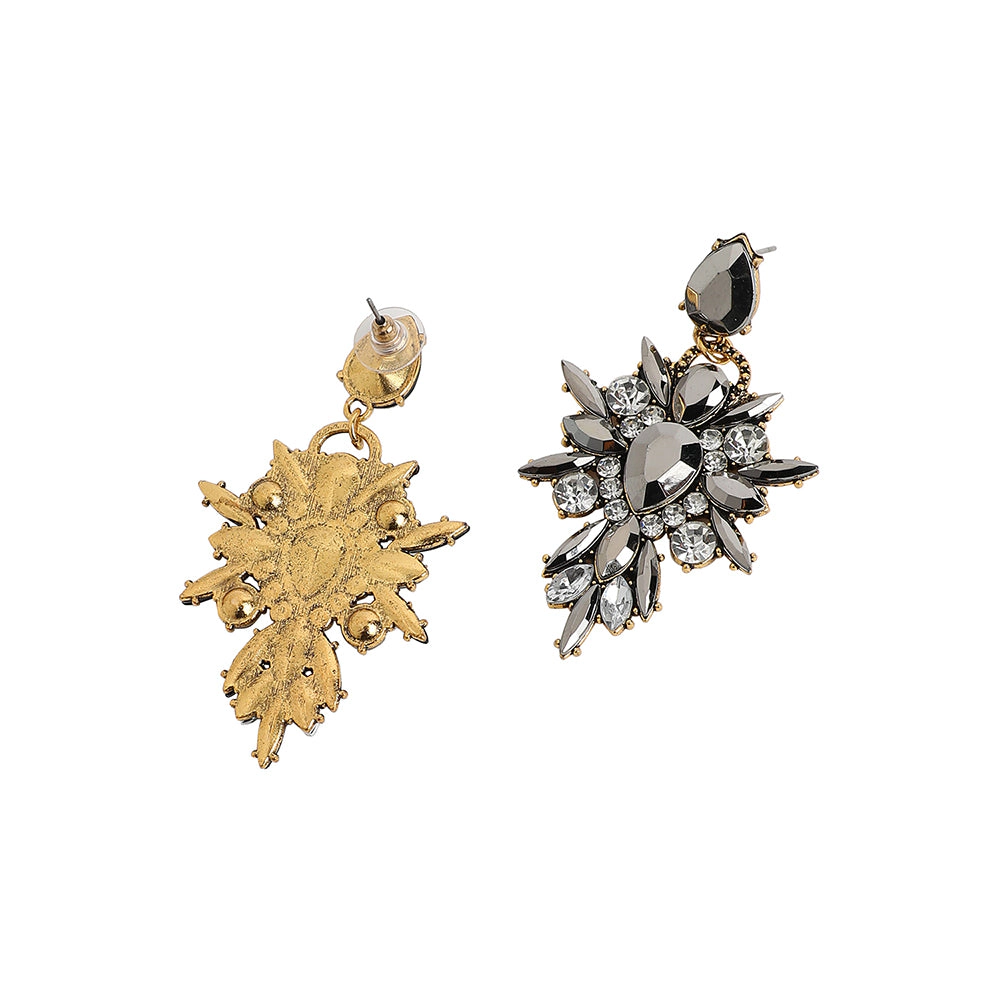 SOHI Women's Chrome Silver Crystal Drop Earrings