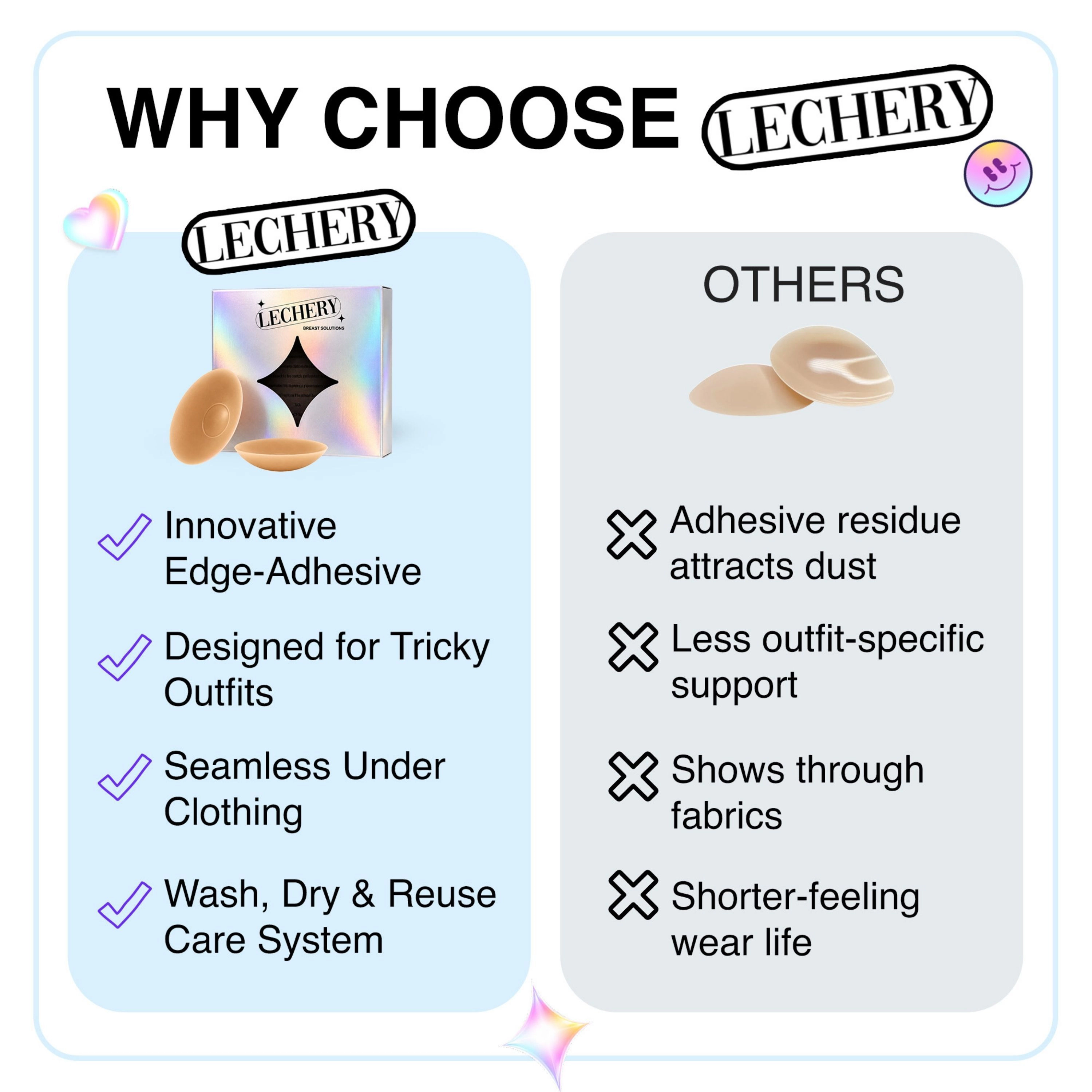 LECHERY Women's Edgestick Circle Nipple Covers Reusable Sticky Silicone Adhesive Pasties
