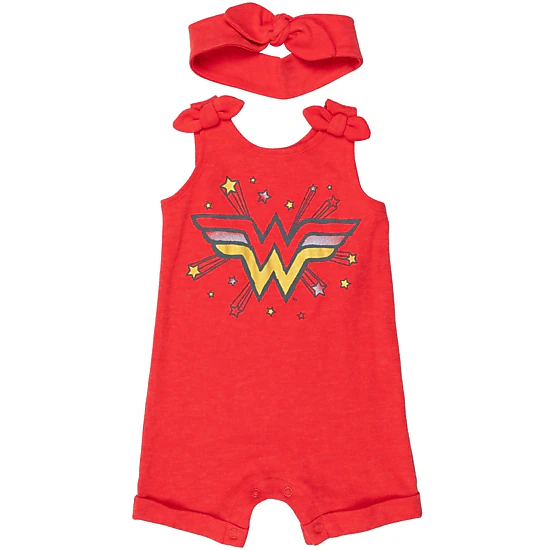 DC Comics Justice League Wonder Woman Girls' Sleeveless Romper and Headband Set