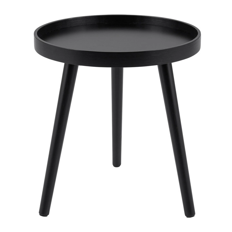 Hivvago Mid Century Modern Round Side Sofa Coffee Table With Wooden Tray