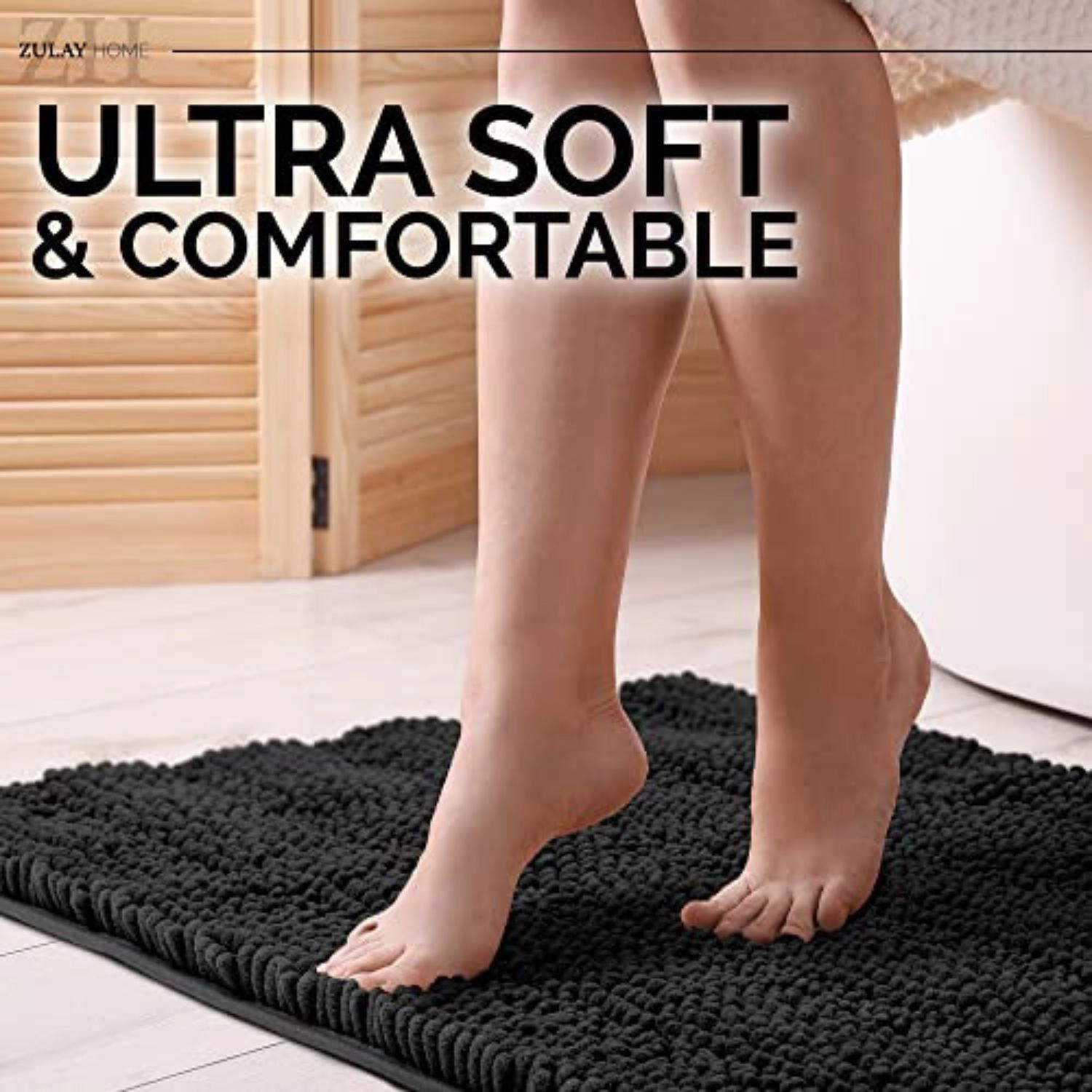 Zulay Kitchen Soft Shaggy Bathroom Rug - Ultra Absorbent Bath Mats for Non Slip Carpet 47 x17 Inches