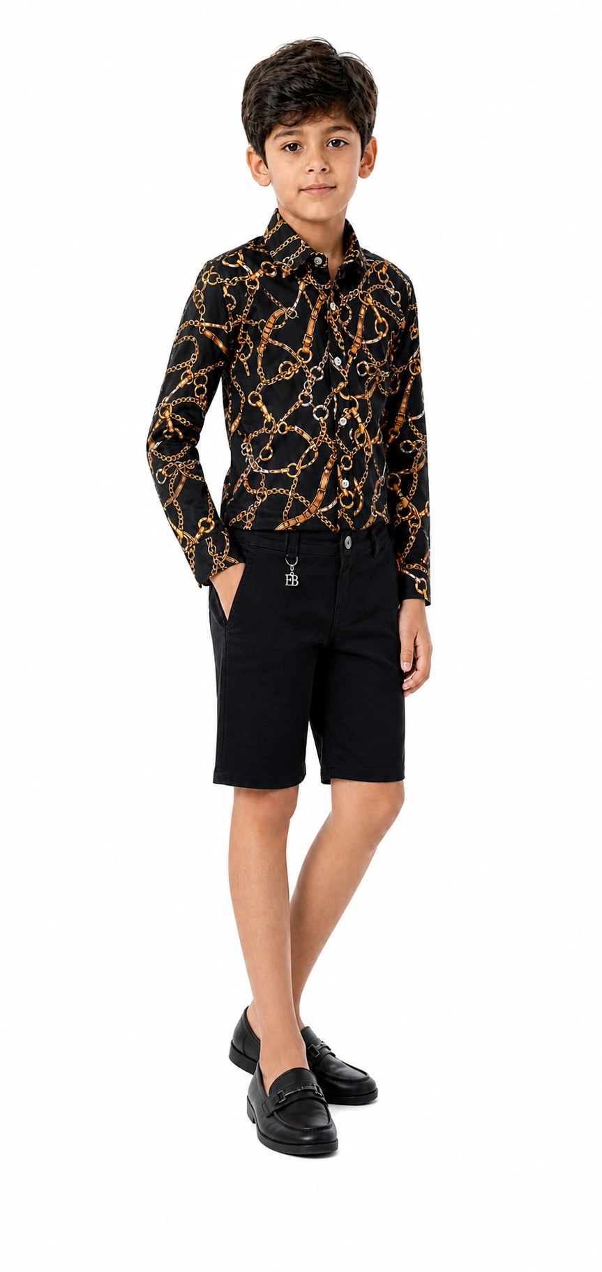 Elie Balleh Boys Slim Fit Geometric Shirt