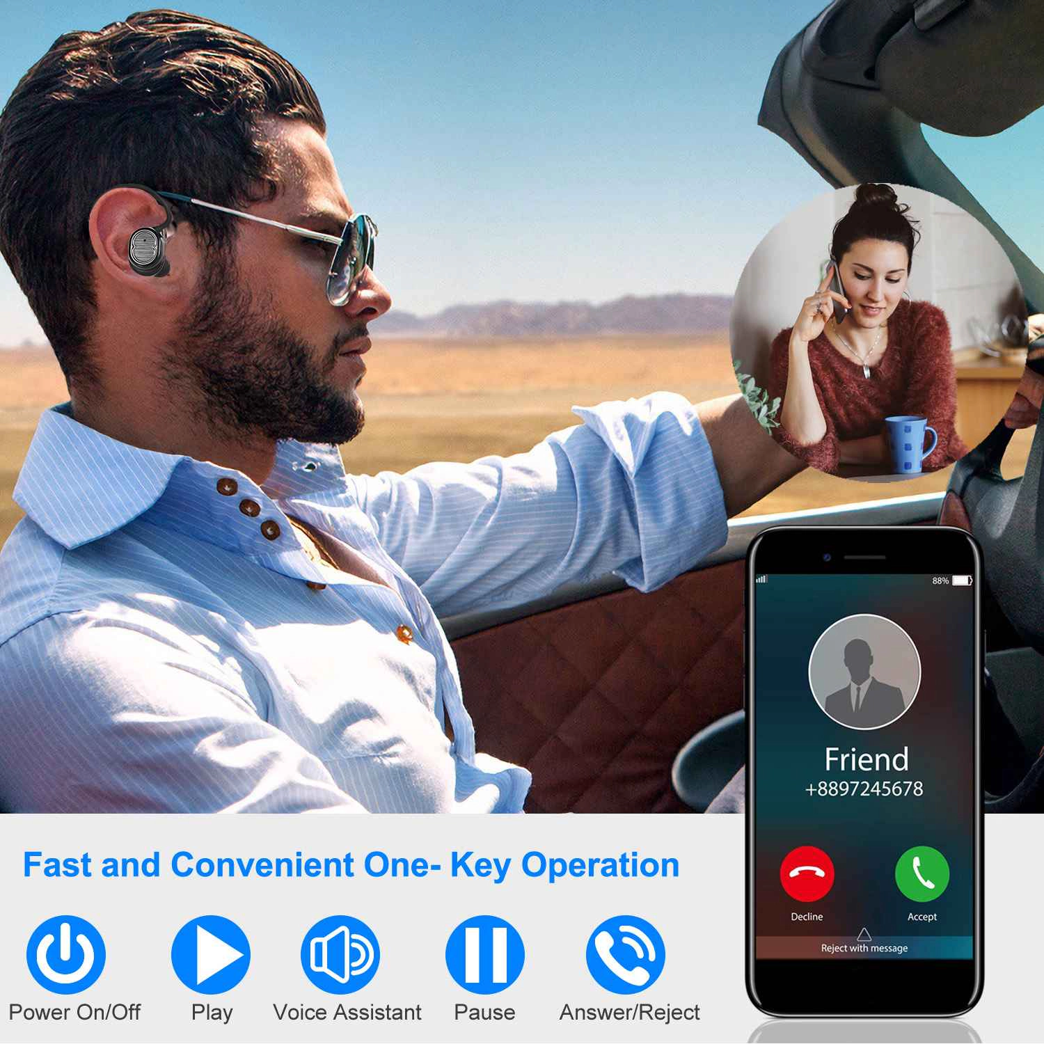 GBruno Wireless 5.0 Earbuds With Charging Dock