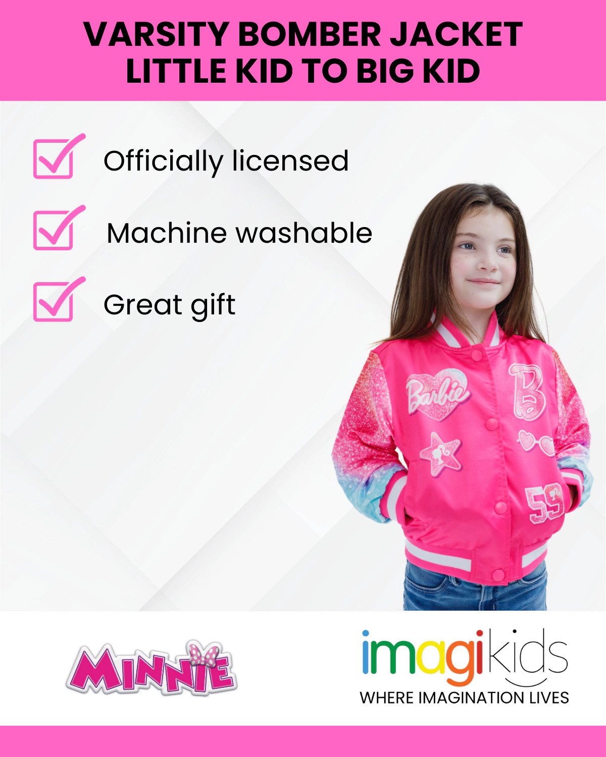 Barbie Girls' Varsity Bomber Jacket