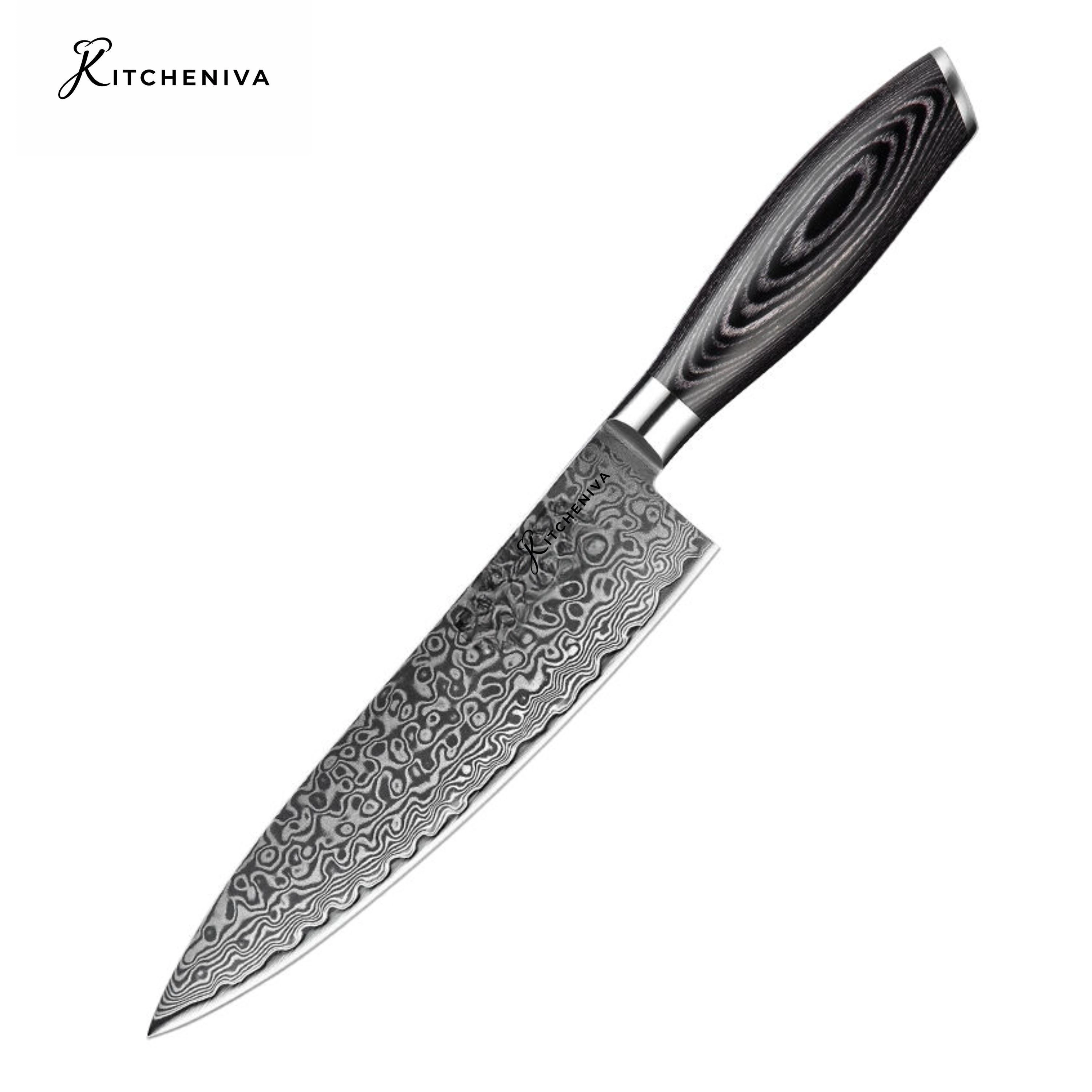 Kitcheniva 8-Inch 67 Layer Damascus Steel Chefs Knife With Pakka Wood Handle