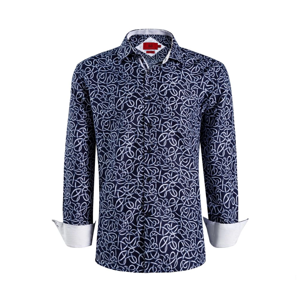 Elie Balleh Slim Fit Mens Swirl Print Shirt